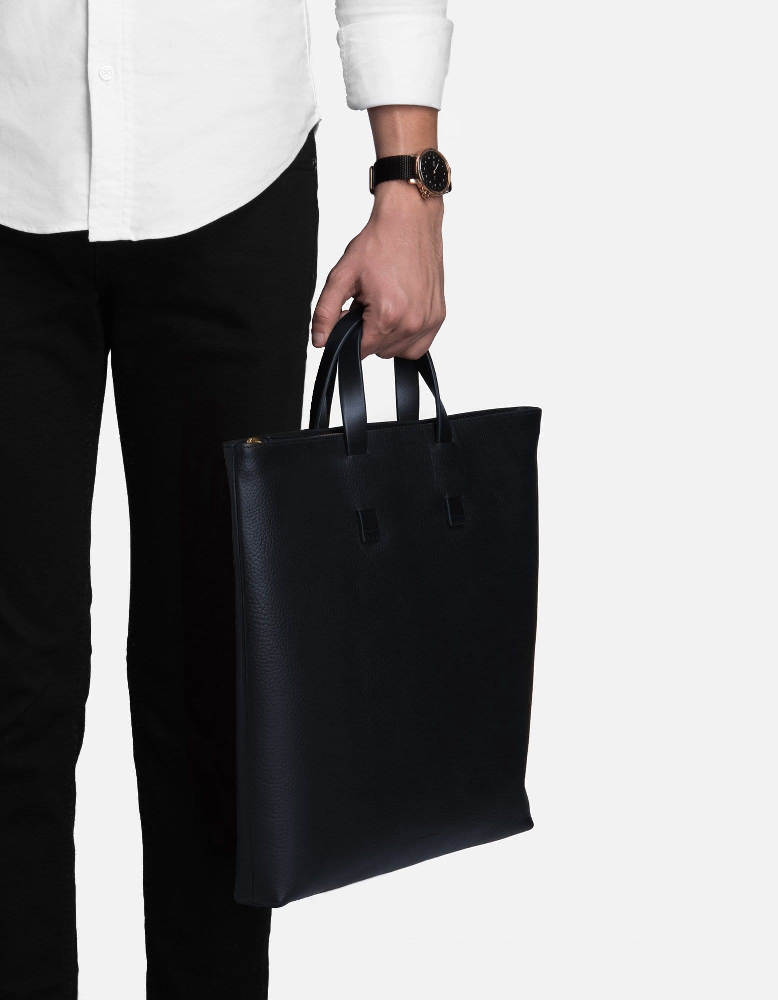 Premium Slim Tote Bag - Textured Navy Blue Leather Handbag for Women | Stylish Work Bag, Everyday Purse & Travel Accessory