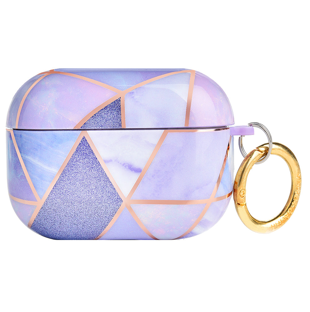 Stylish Purple Geometric Marble AirPods Case - Trendy Protective Cover for AirPods 2/3/Pro - Perfect for Work, Travel & Everyday Use