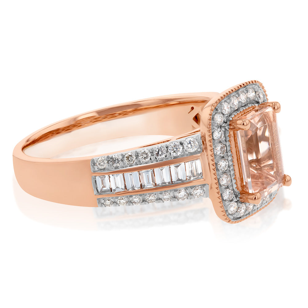 9ct Rose Gold Morganite and Diamond Ring - Elegant Engagement & Wedding Jewelry for Women - Perfect for Proposals, Anniversaries & Special Occasions