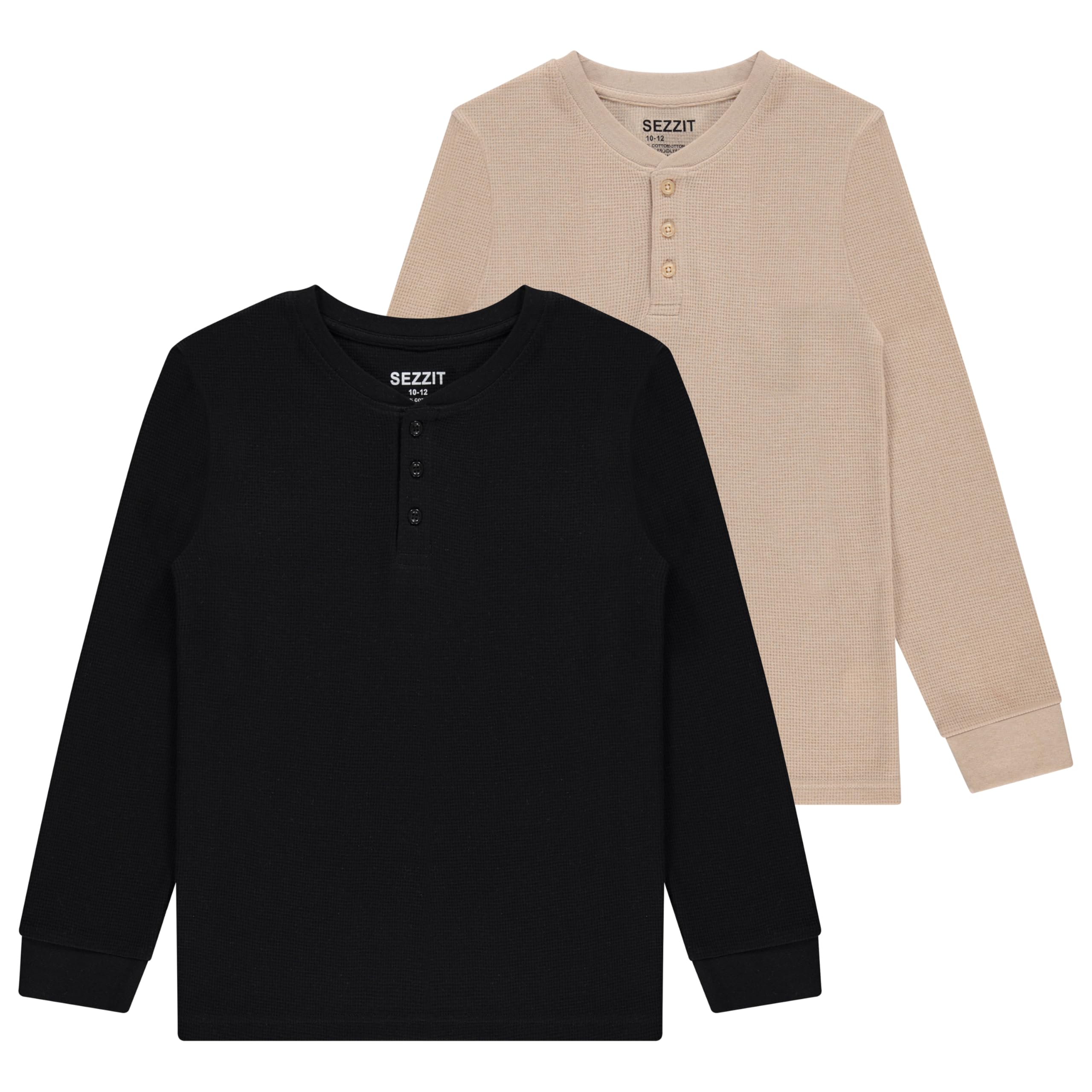 Boys' 2-Pack Thermal Henley Shirts | Warm & Breathable Long Sleeve Tops for Kids Ages 4-18 | Perfect for School, Outdoor Play & Winter Activities