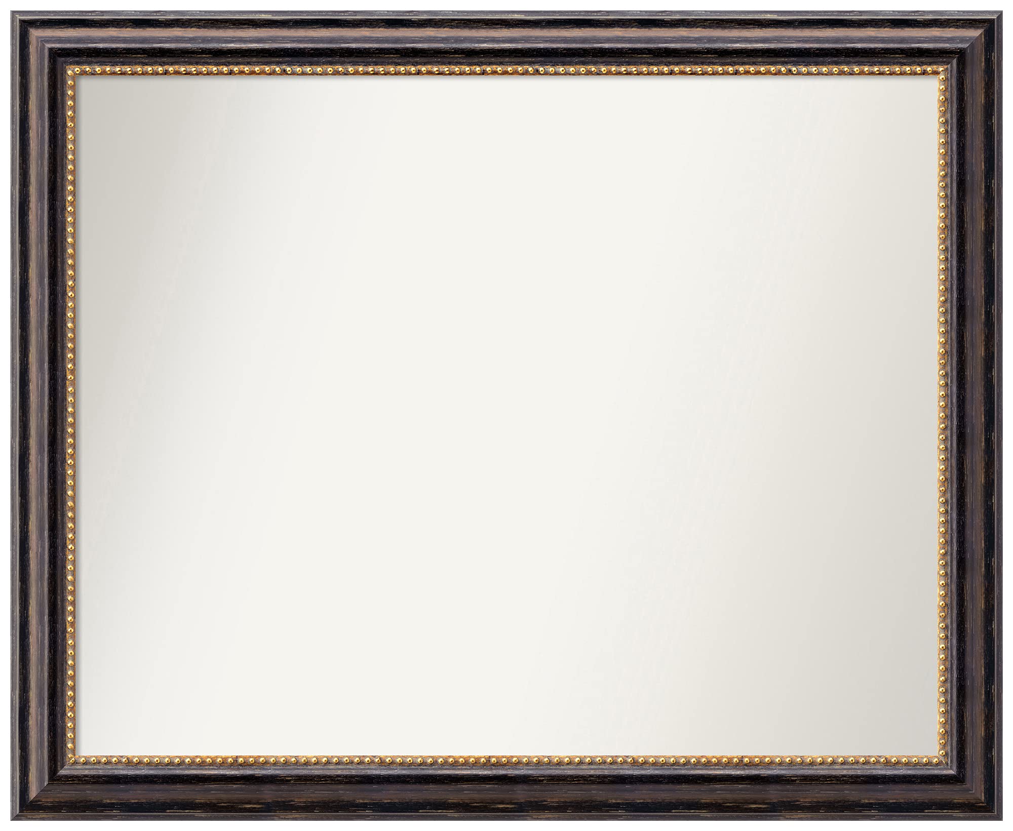 Amanti Art Non-Beveled Custom Wall Mirror 26.75 x 32.75 Inches - Tuscan Rustic Frame in Black & Brown - Bathroom, Living Room, Bedroom Decor - Various Custom Sizes Available