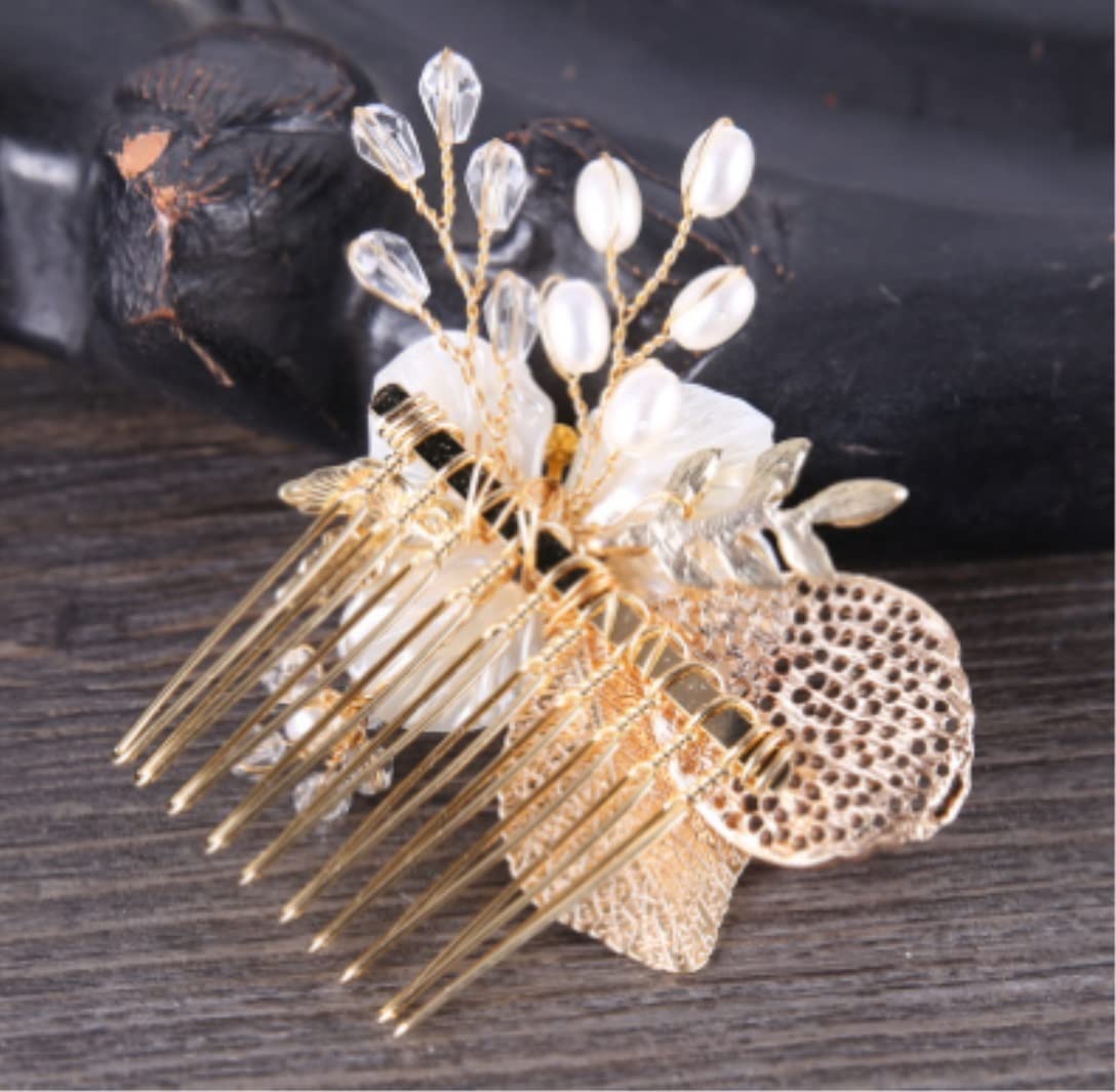 Crystal Rhinestone Pearl Bridal Hair Comb for Women - Elegant Wedding Hair Jewelry Crown & Side Comb for Brides, Prom, and Special Occasions