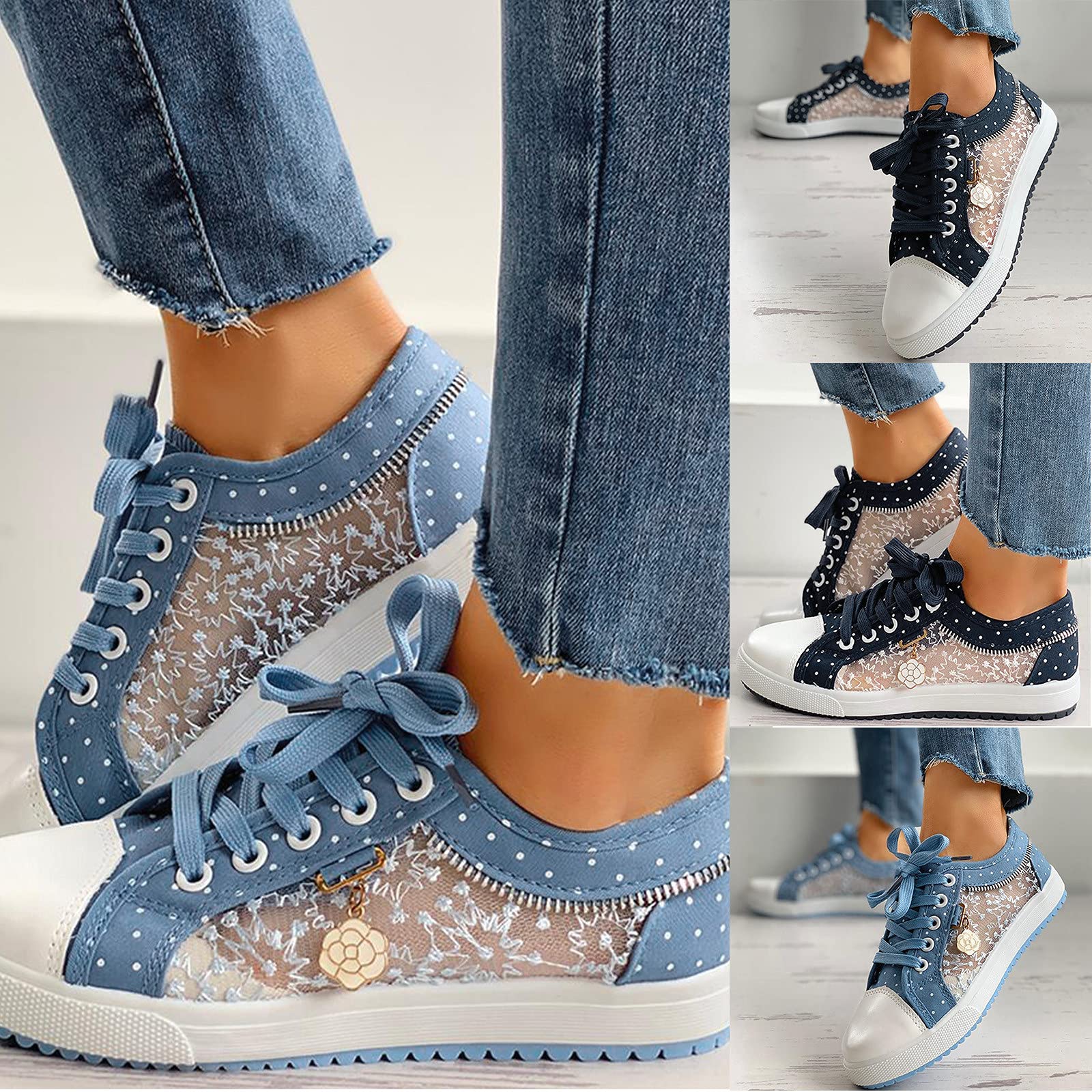 Tuscom Women's Mesh Lace Casual Sandals - Breathable Floral Hollow Out Summer Shoes for Women | Perfect for Beach, Vacation, and Everyday Wear