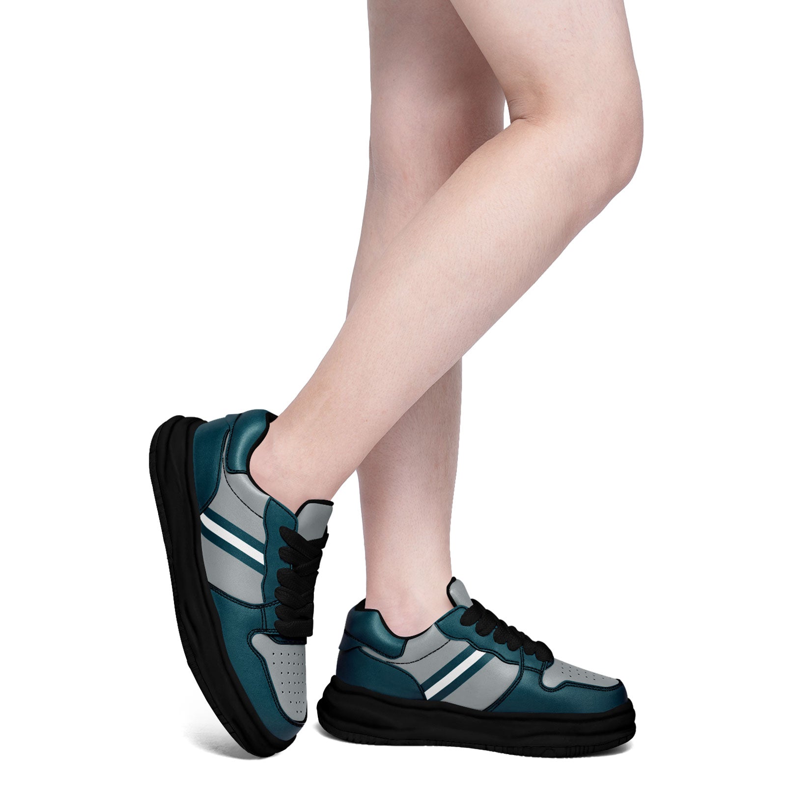 Custom Green & Gray Philadelphia Personalized Sneakers - FN032 D020389 | Unisex Comfortable Walking Shoes for Casual Wear, Gym & Street Fashion