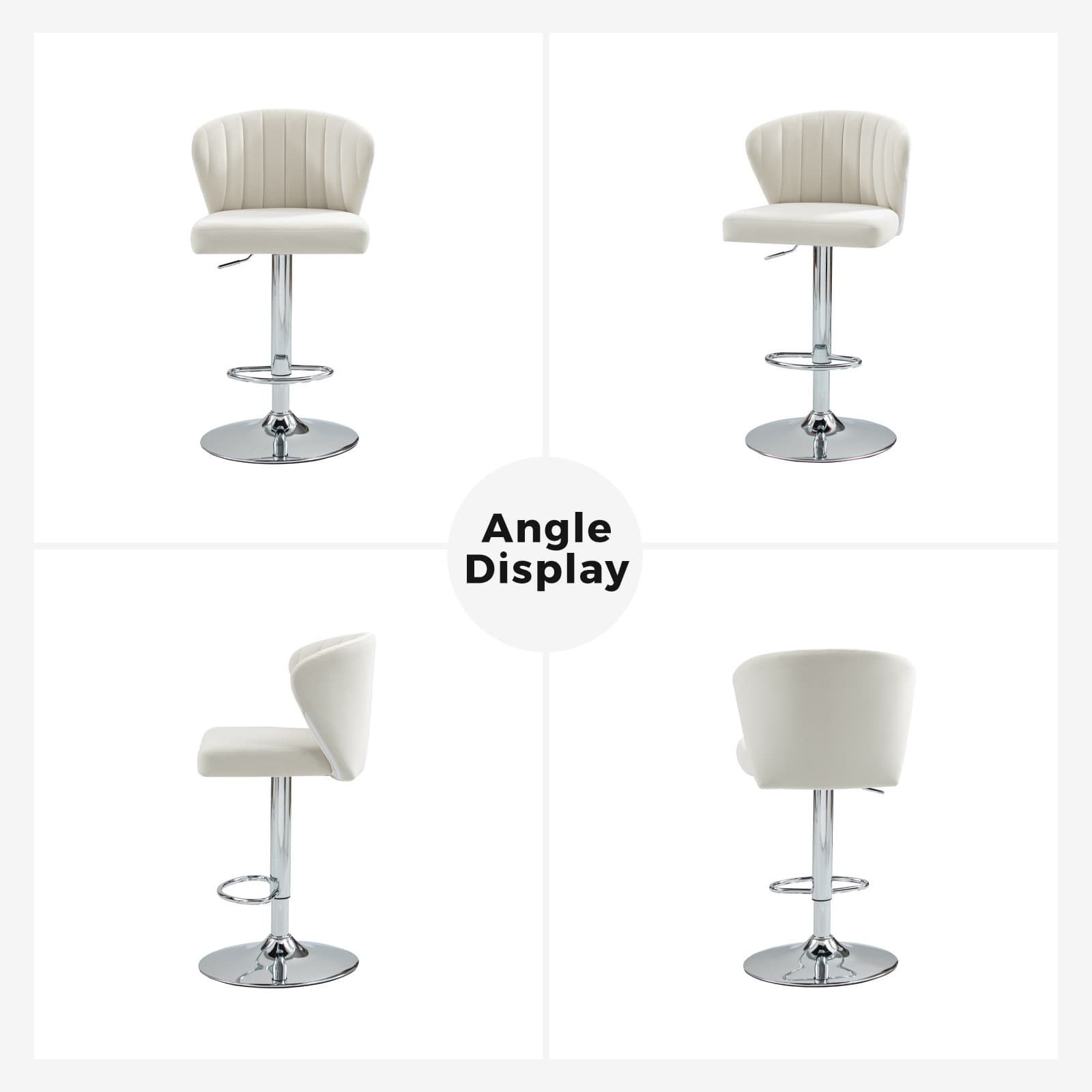 Geoff Modern Adjustable Swivel Bar Stool - Height Adjustable Kitchen Island Stool with 360° Rotation for Home, Office & Cafe Use