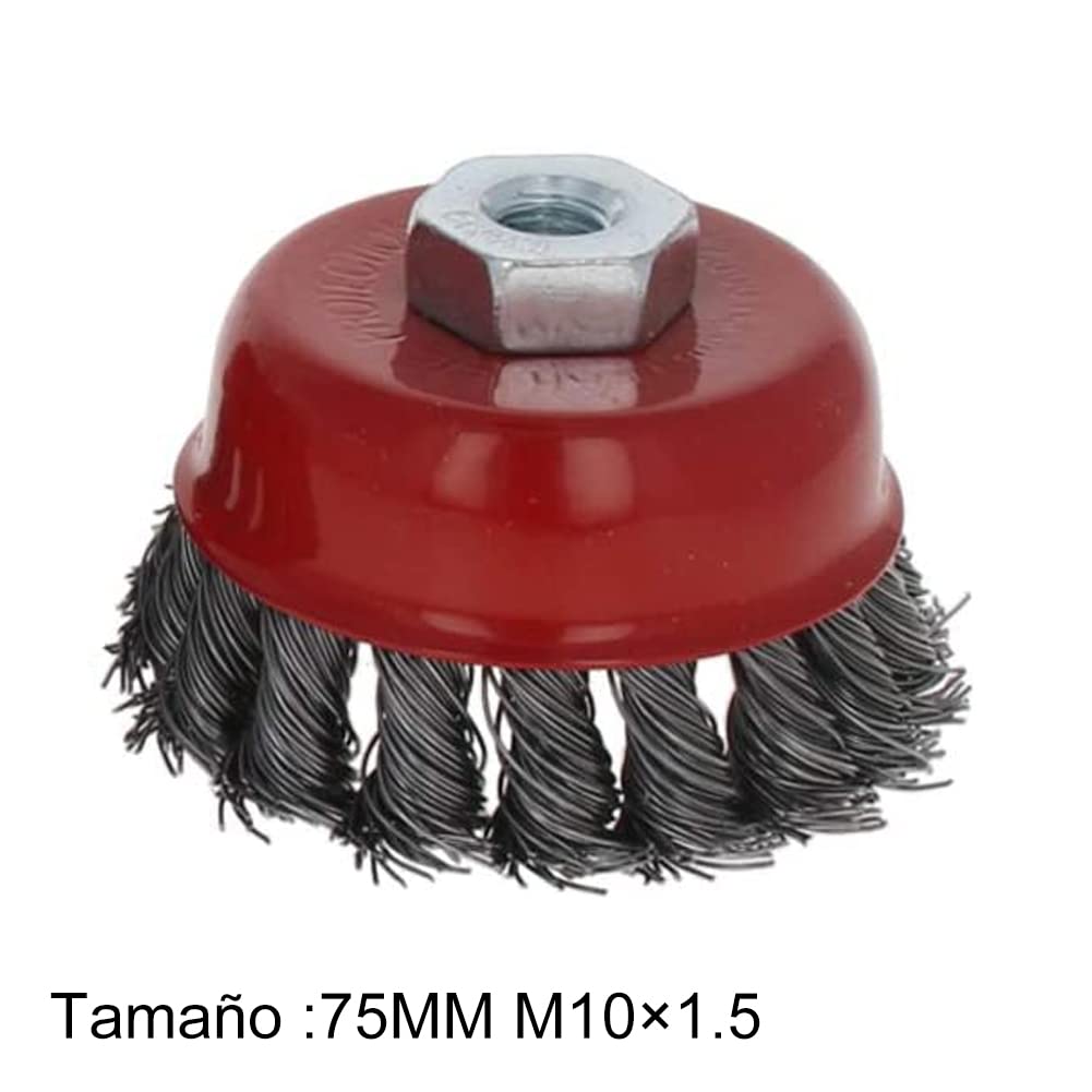 **Auniwaig 75mm Steel Wire Crimped Cup Brush with M10 x 1.5 Threaded Hole (3-Pack) – Heavy-Duty Rust & Paint Removal for Metal, Wood & Concrete Surfaces**