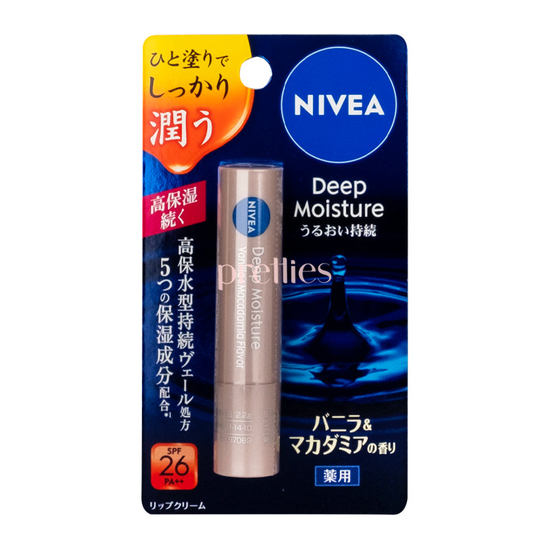 Nivea Deep Moisture Lip Balm - Vanilla & Macadamia Flavor 2.2g - Hydrating & Nourishing Lip Care for Dry, Chapped Lips - Perfect for Winter, Travel & Daily Use