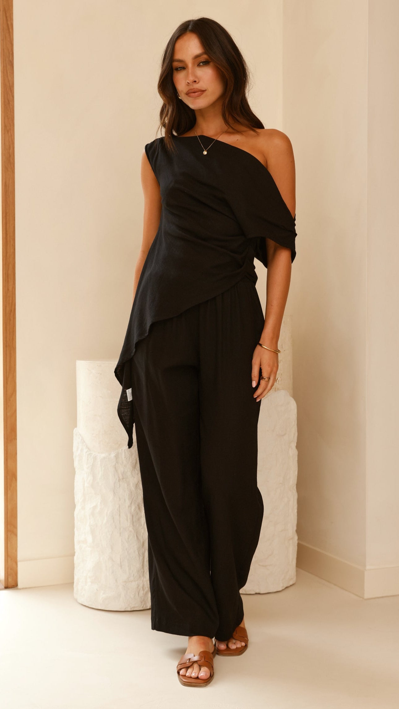Malena Tunic Top for Women - Elegant Black Blouse with V-Neck & Long Sleeves - Perfect for Office Wear, Casual Outfits & Special Occasions