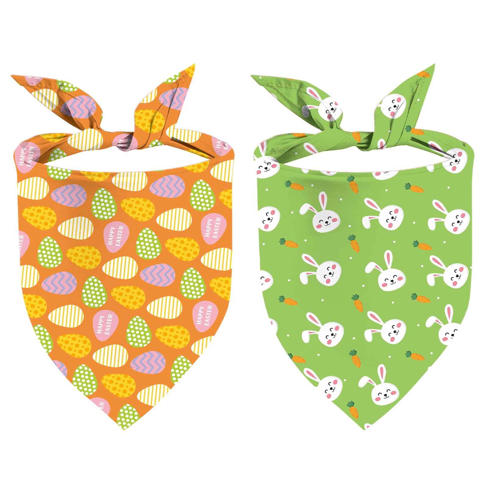 Easter Dog Bandanas - 2 Pack Adjustable Reversible Pet Scarf for Small Medium Large Dogs - Cute Puppy Easter Costume Accessories for Holiday Photos & Spring Outings