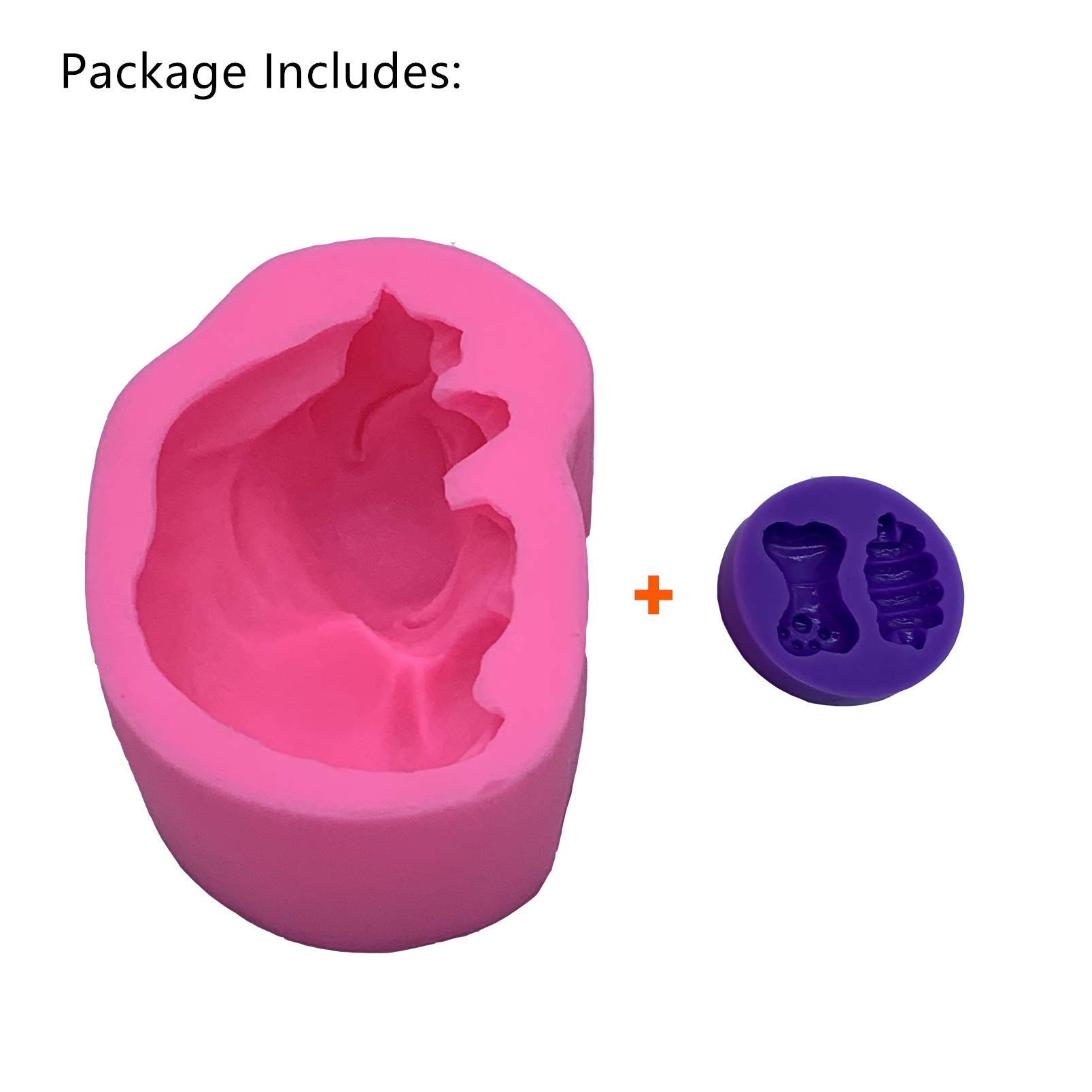 3D Dog Silicone Candle Molds - Cute Puppy Soap & Chocolate Cake Baking Molds - Fondant Cake Dog Molds (2-Piece Set) - Perfect for DIY Candles, Soap Making, Baking & Cake Decorating