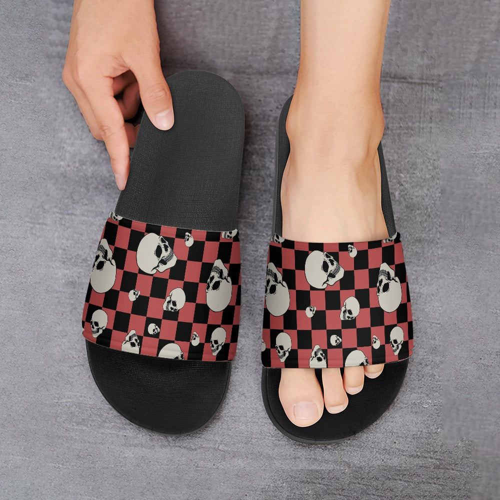 Checkers and Skulls PVC Sandals for Women - Comfortable Non-Slip Beach Shoes for Summer, Outdoor, and Casual Wear