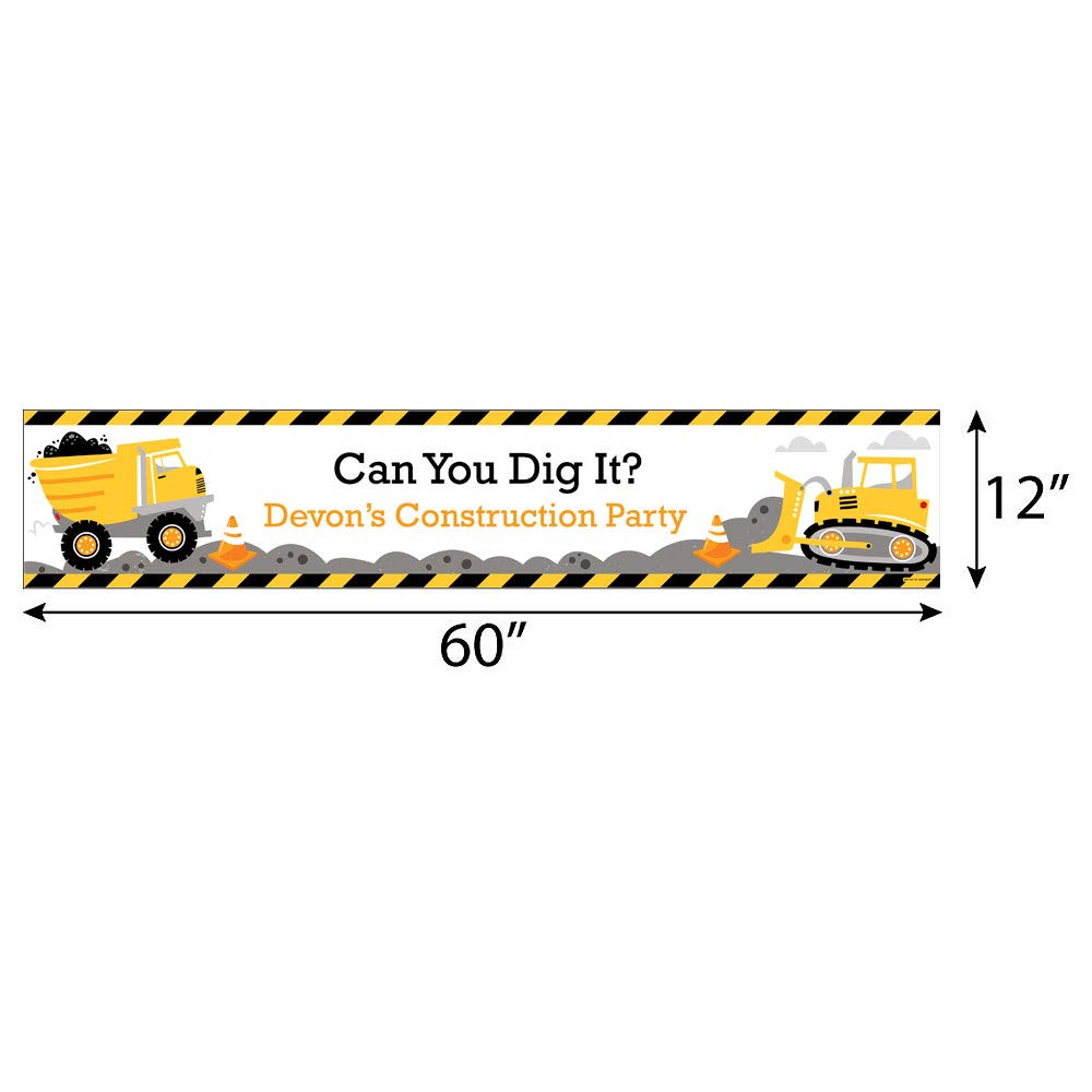 Personalized Dig It Construction Party Banner - Custom Baby Shower & Birthday Decorations for Kids | Perfect for Construction Themed Parties, 1st Birthday Celebrations & Gender Reveals