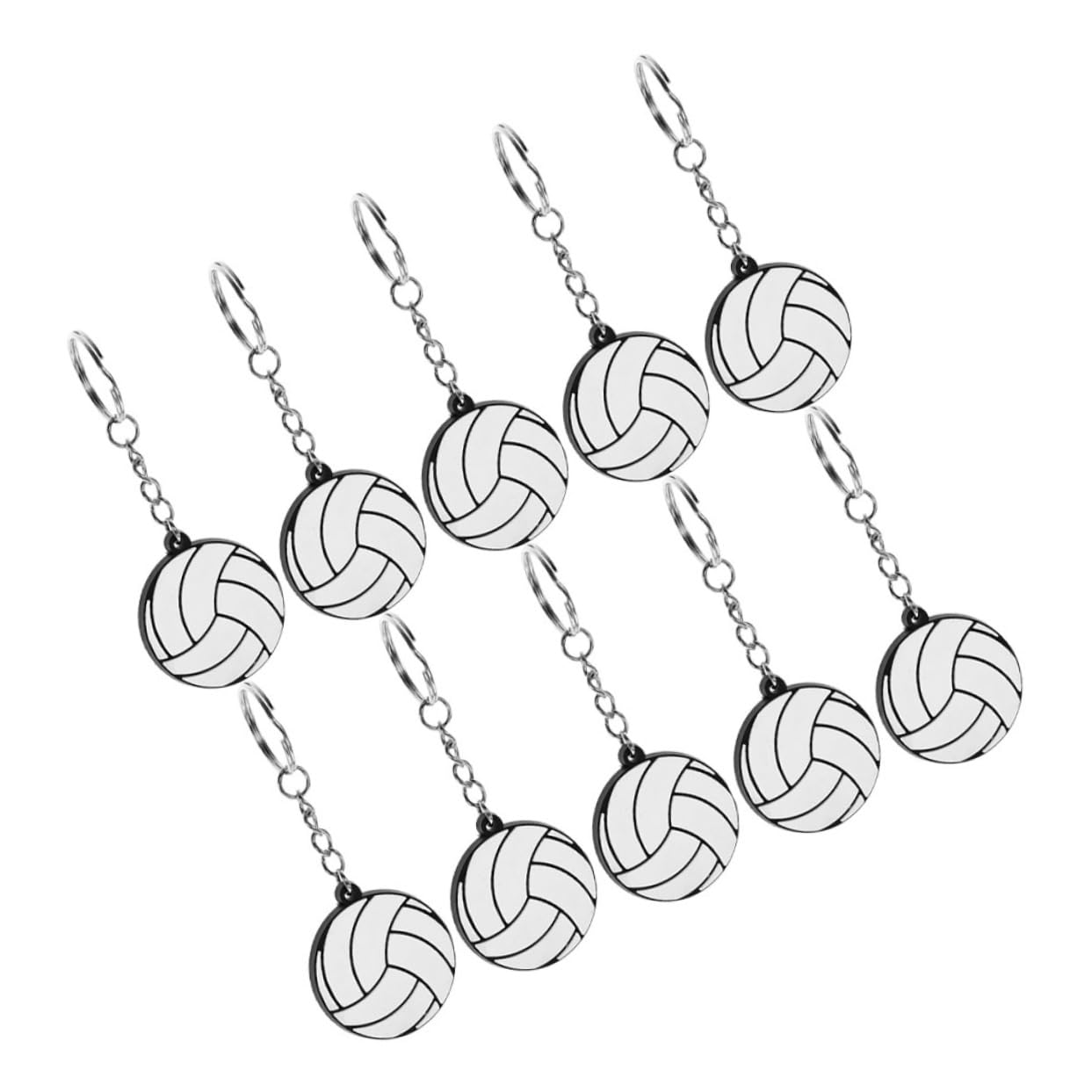 KITANDOVE 10pcs Volleyball Keychains - Durable Metal & PVC Mini Keyrings for Backpacks, Bags, Phones - Sports Team Gifts, Volleyball Fan Accessories, School Locker Decor