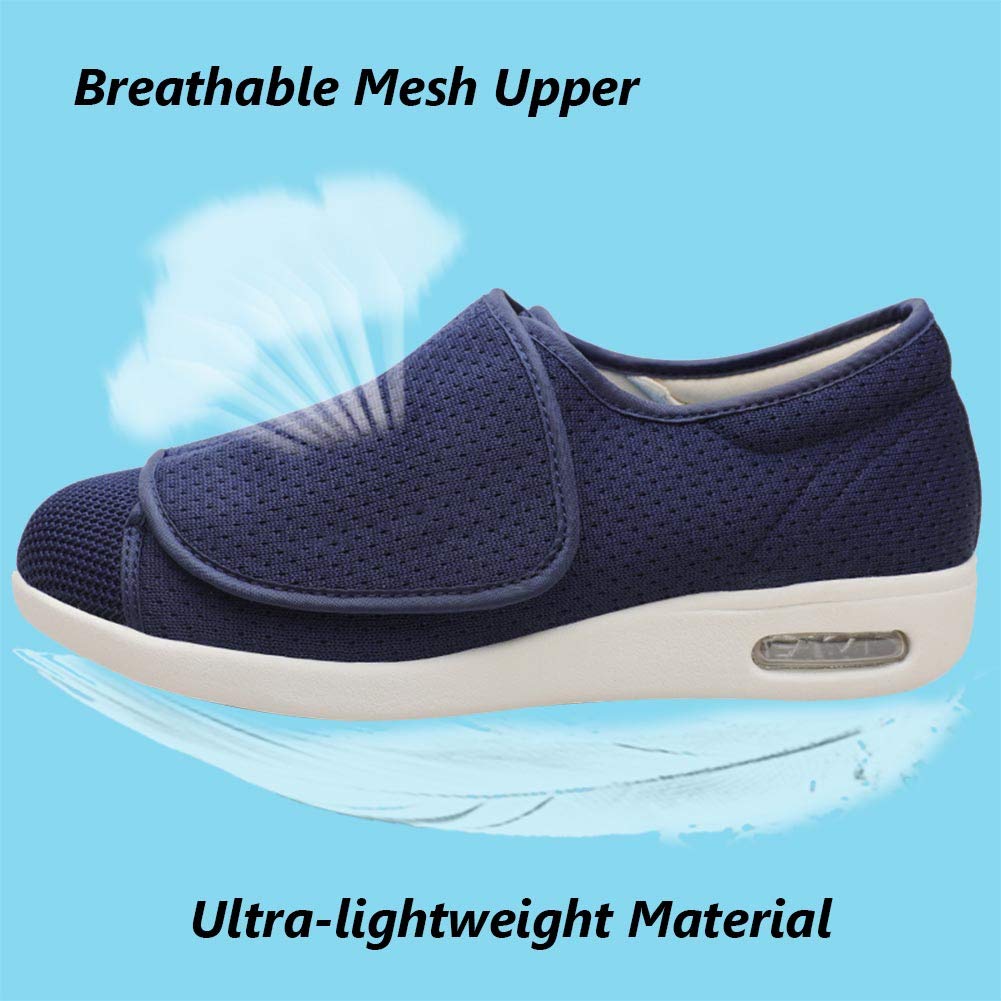 W&LESVAGO Men's Extra Wide Air Cushion Walking Sneakers - Adjustable Comfort Shoes for Diabetic & Edema Relief - Ideal for Elderly Outdoor Activities & Daily Walking