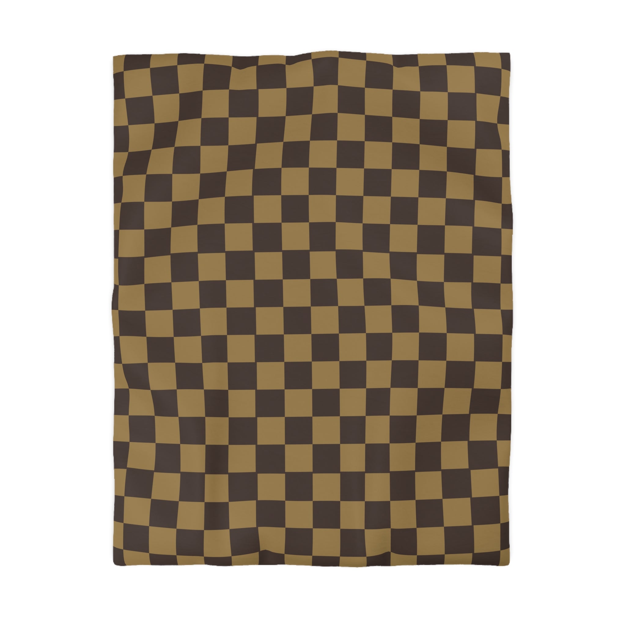 LV-Inspired Checkered Brown Microfiber Duvet Cover Set - Queen, King, Full, Twin Size - Soft Luxury Bedding for Modern Bedroom Decor