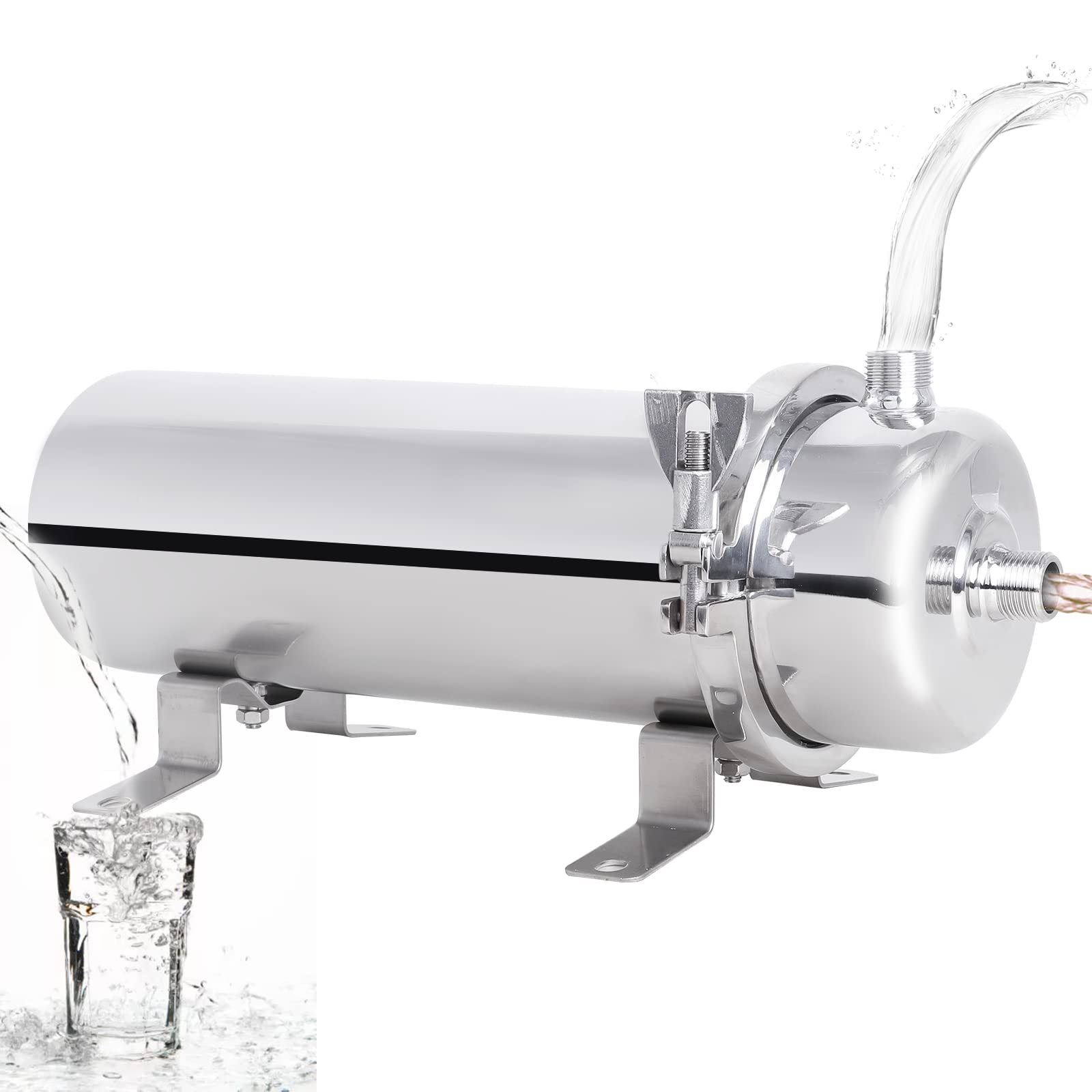 Premium 0.01 Micron Ultrafiltration Water Filter System - Stainless Steel Under Sink Water Purifier, 900L/H High Flow Rate for Clean Drinking Water | No Electricity Needed | Perfect for Home Kitchen, RV & Camping Use