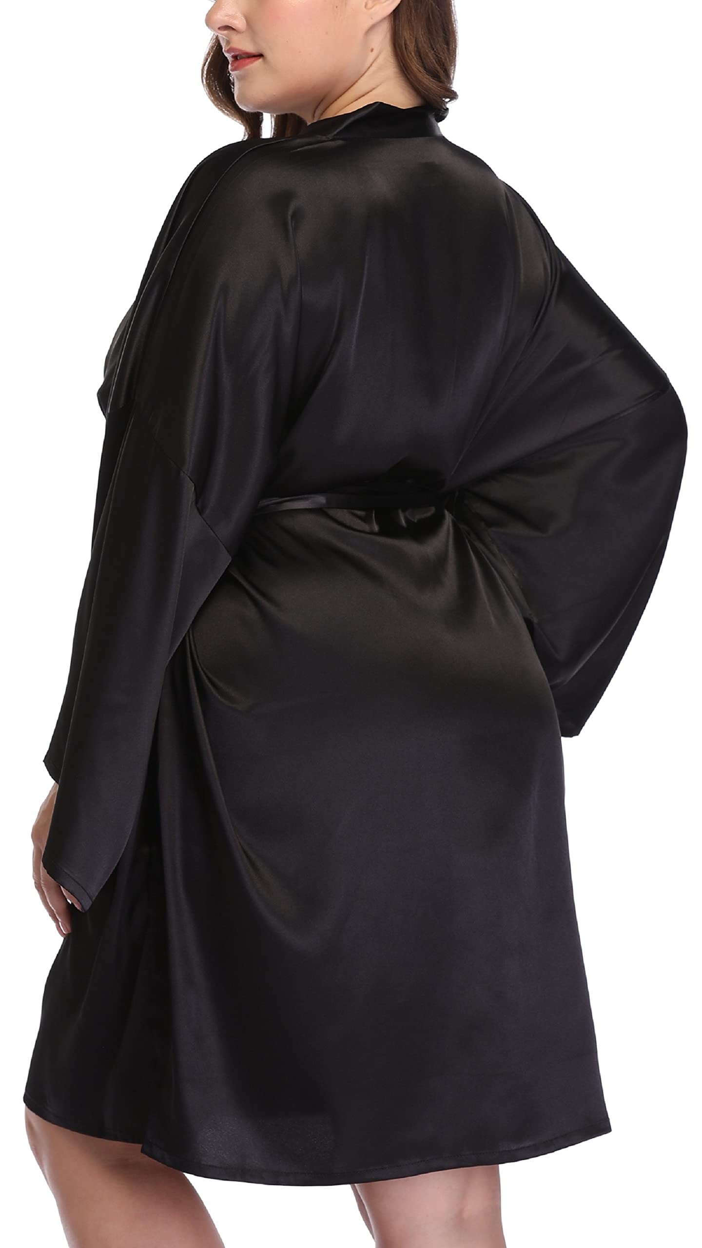 Plus Size Women's Silky Satin Kimono Robe - Elegant Bridal Wedding Party Sleepwear & Bathrobe for Bridesmaids, Bridal Shower, Spa Day & Relaxing at Home