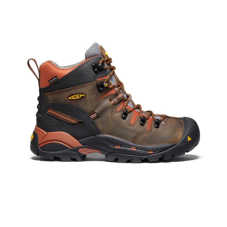 Men's Pittsburgh 6 Waterproof Soft Toe Work Boots - Cascade Brown/Bombay Brown | Durable Construction for Outdoor Work, Hiking & Winter Wear