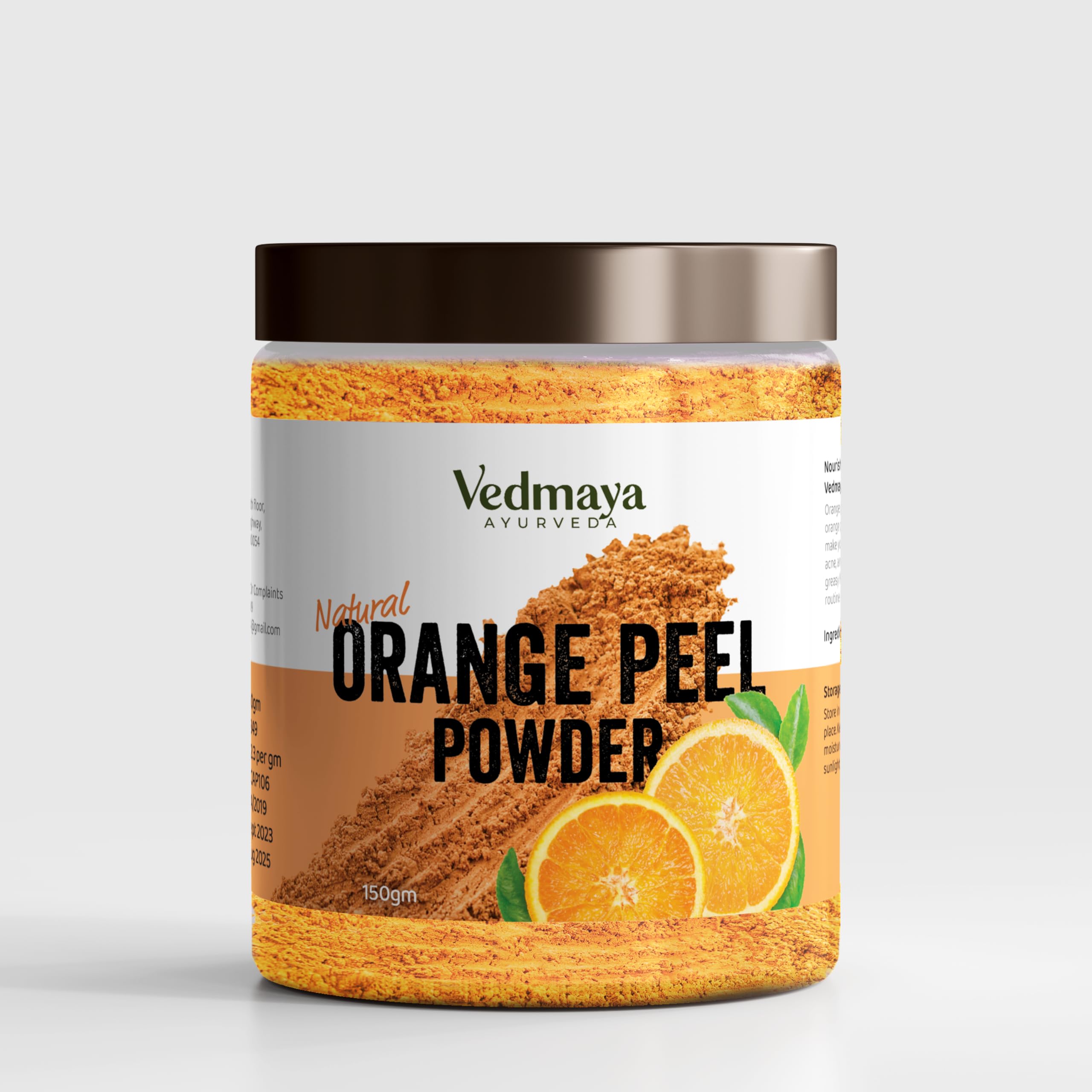 VEDMAYA 100% Pure Natural Orange Peel Powder (150g) - Organic Face Mask & Body Scrub for Glowing Skin | Oil Control & Tan Removal | Chemical-Free Skincare | Perfect for DIY Beauty Treatments & Spa Days