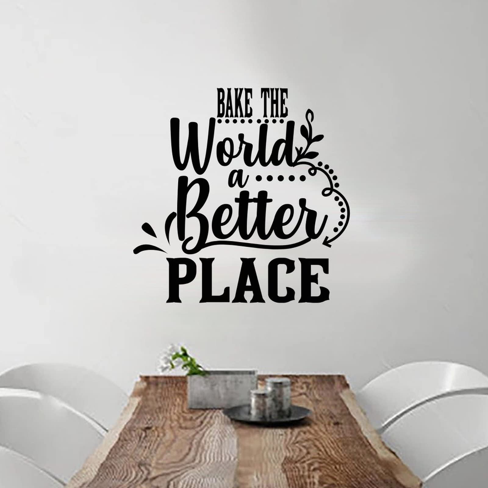 Bake The World A Better Place Wall Decals - 22 Inch Inspirational & Motivational Vinyl Stickers for Bedroom, Living Room, Kitchen Decor - Perfect for Home, Office & Dorm Room Wall Art