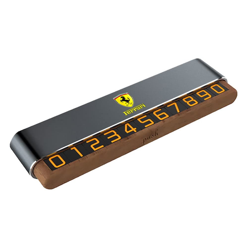 Ferrari Parking Number Plate - Luminous Temporary Car Stop Sign with Hidden Mobile Number Display - Ideal for Valet Parking, Driveways & Events