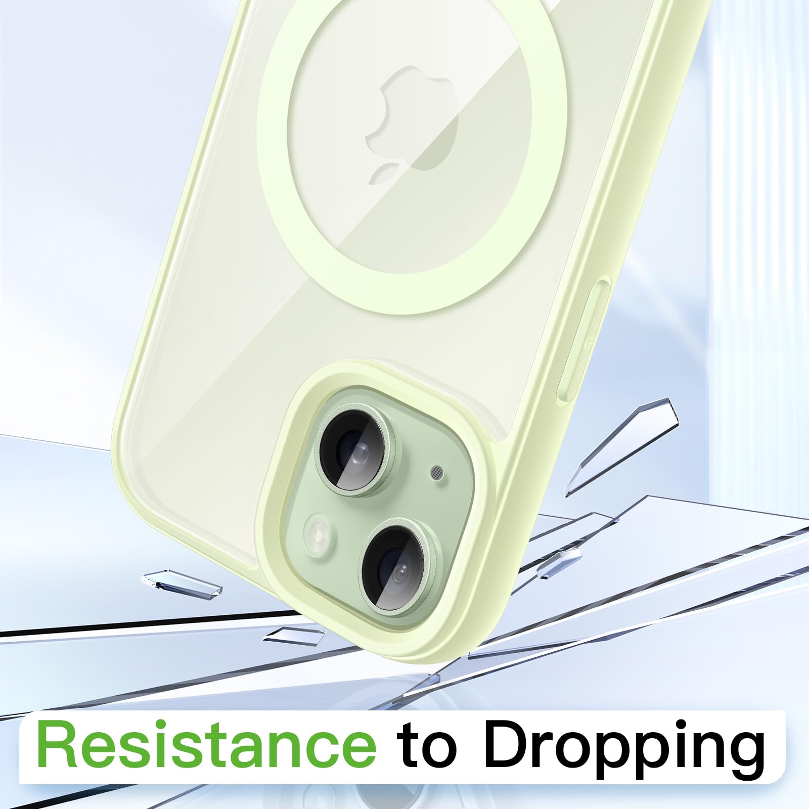 JETech Magnetic Case for iPhone 15 6.1-Inch - MagSafe Compatible Shockproof Bumper Cover with Anti-Scratch Clear Back & Matte TPU Frame (Green) | Perfect for Everyday Protection & Wireless Charging