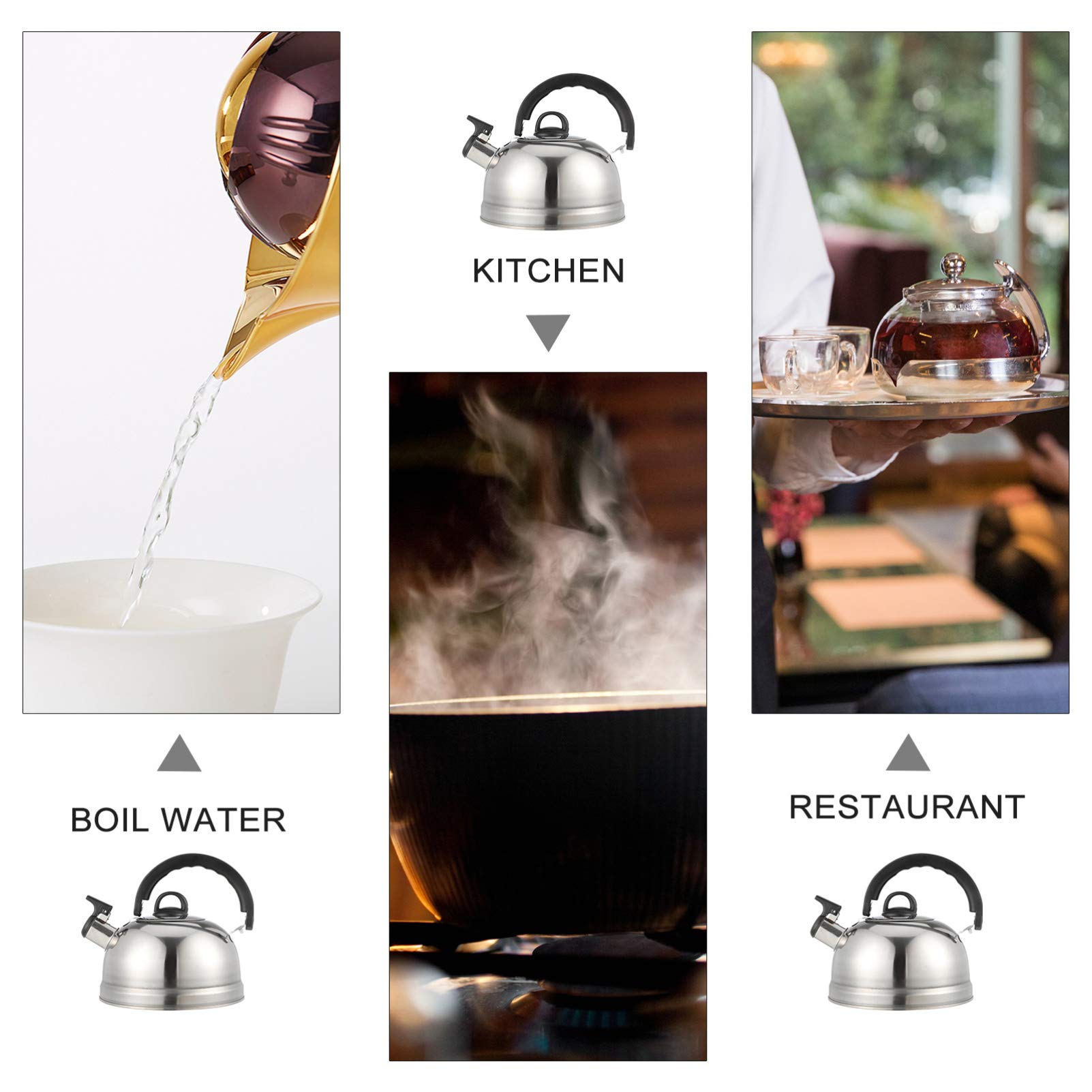 DOITOOL 1.2 Quart Stainless Steel Whistling Tea Kettle for Gas Stove - Classic Stovetop Teapot with Ergonomic Handle for Boiling Water, Perfect for Home Kitchen, Camping & Tea Ceremonies