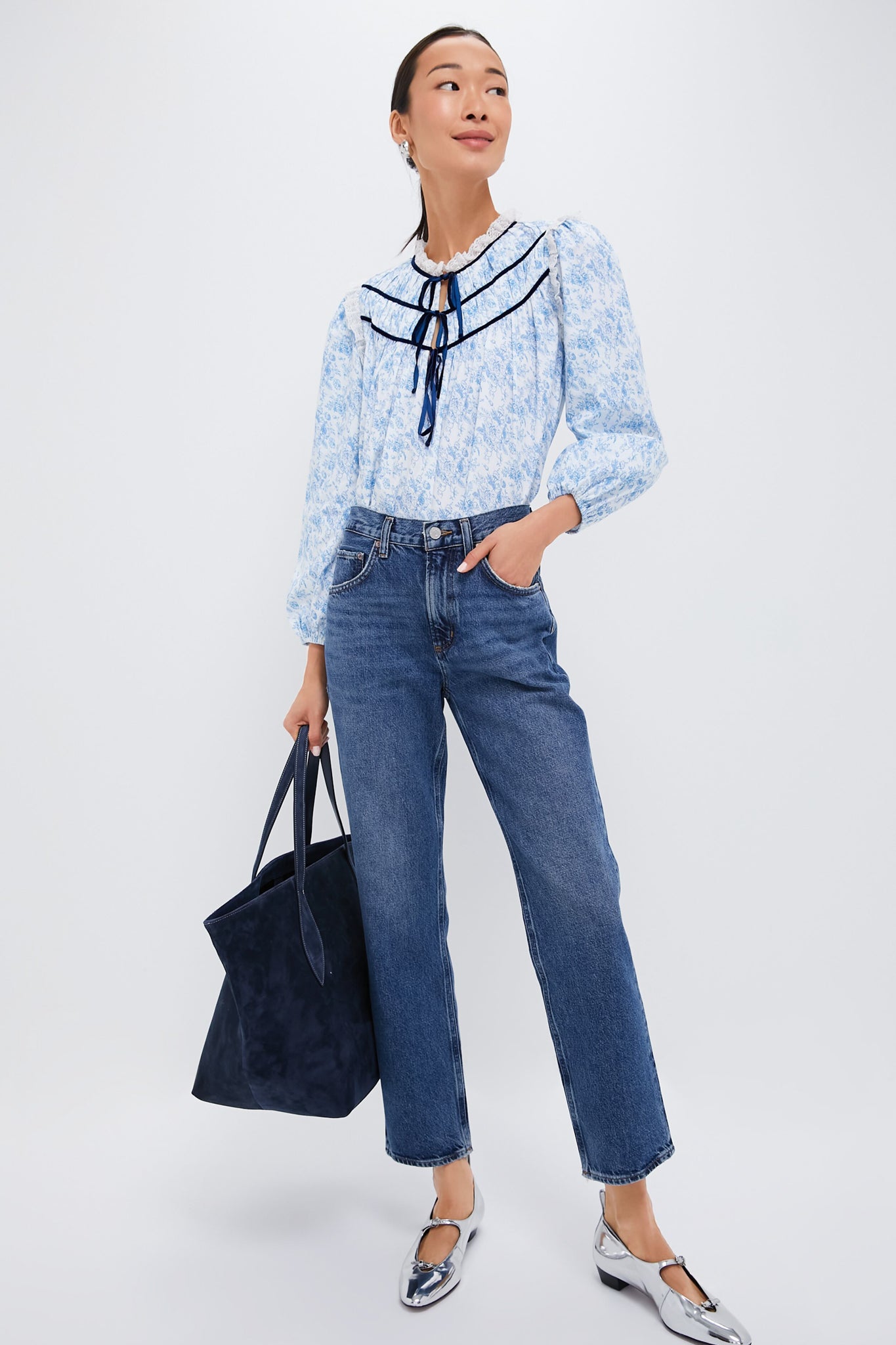 Blue Rose Colette Top - Women's Floral Print Blouse for Casual & Party Wear | Elegant Summer Tops for Date Night & Office Outfits