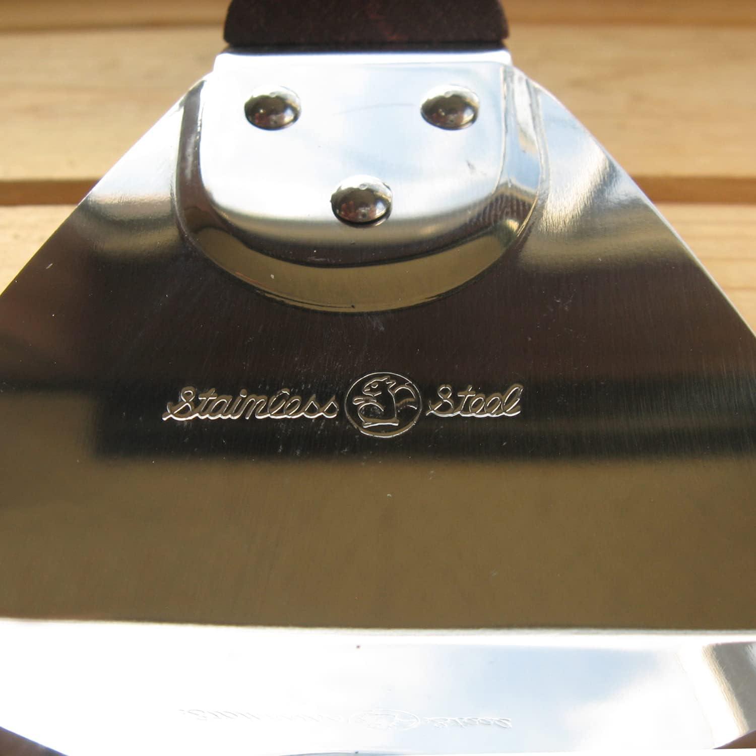 Premium All-Purpose Turner with Wooden Handle - 370mm Burger Flipper & Spatula with Hook for Grilling, Frying & Cooking - Perfect for BBQ, Pancakes, Eggs & More