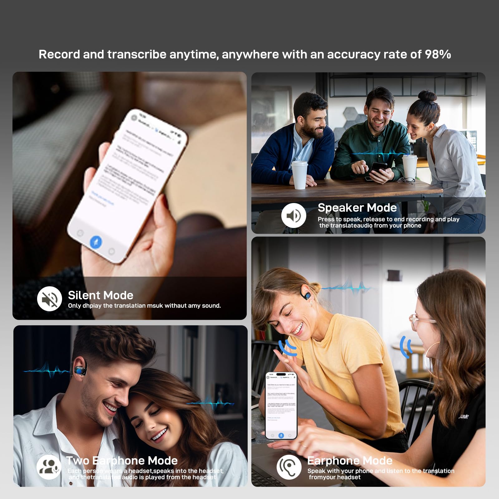 144 Language AI Translator Earbuds - Wireless Bluetooth 3-in-1 Headphones with Real-Time Translation for iOS & Android | Perfect for Travel, Business Meetings & Language Learning