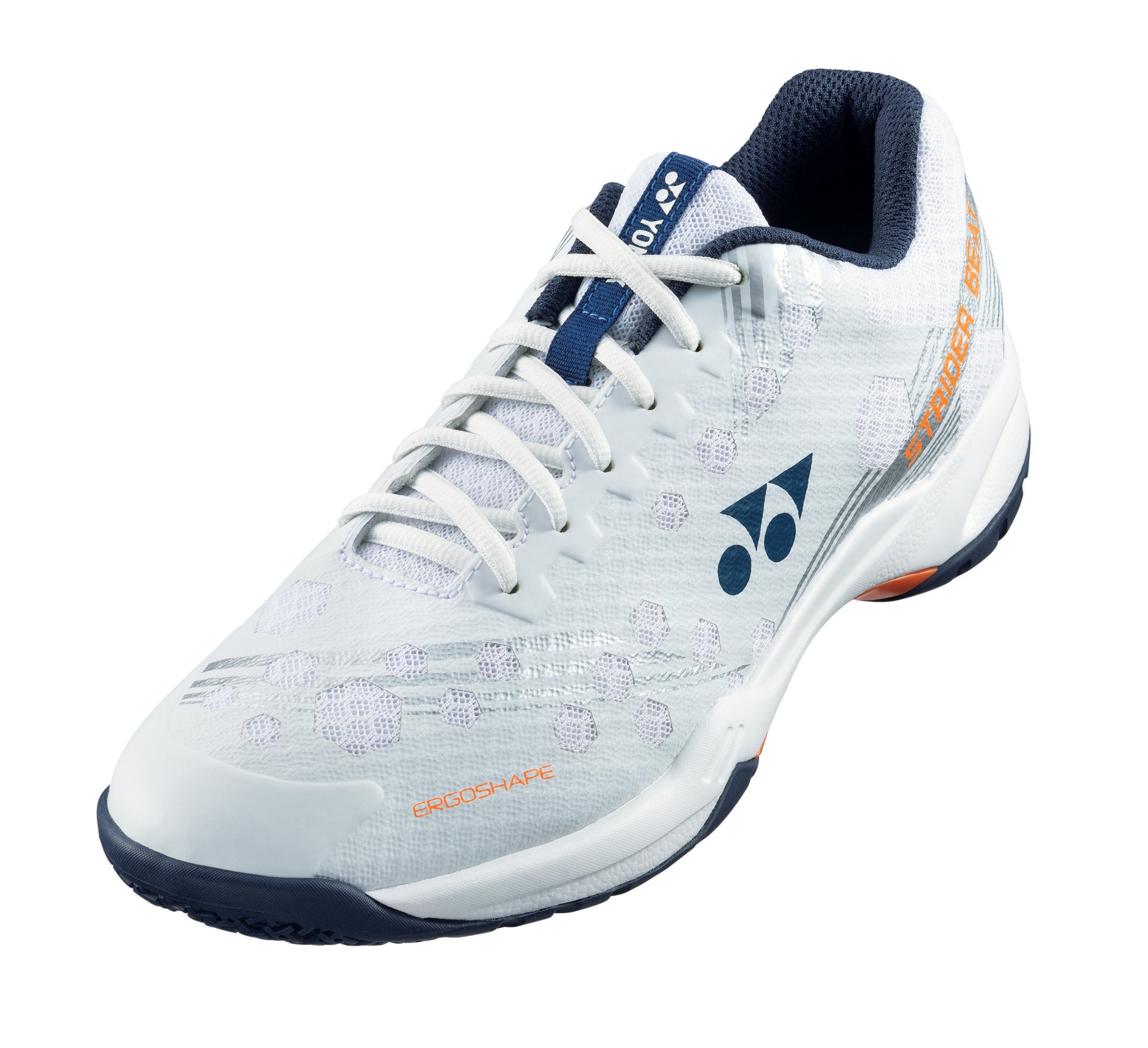 Yonex PC Cascade Strider Beat Badminton Shoes 2024 - White/Orange - Lightweight & Breathable for Indoor Court Sports - Perfect for Badminton, Squash & Tennis Players