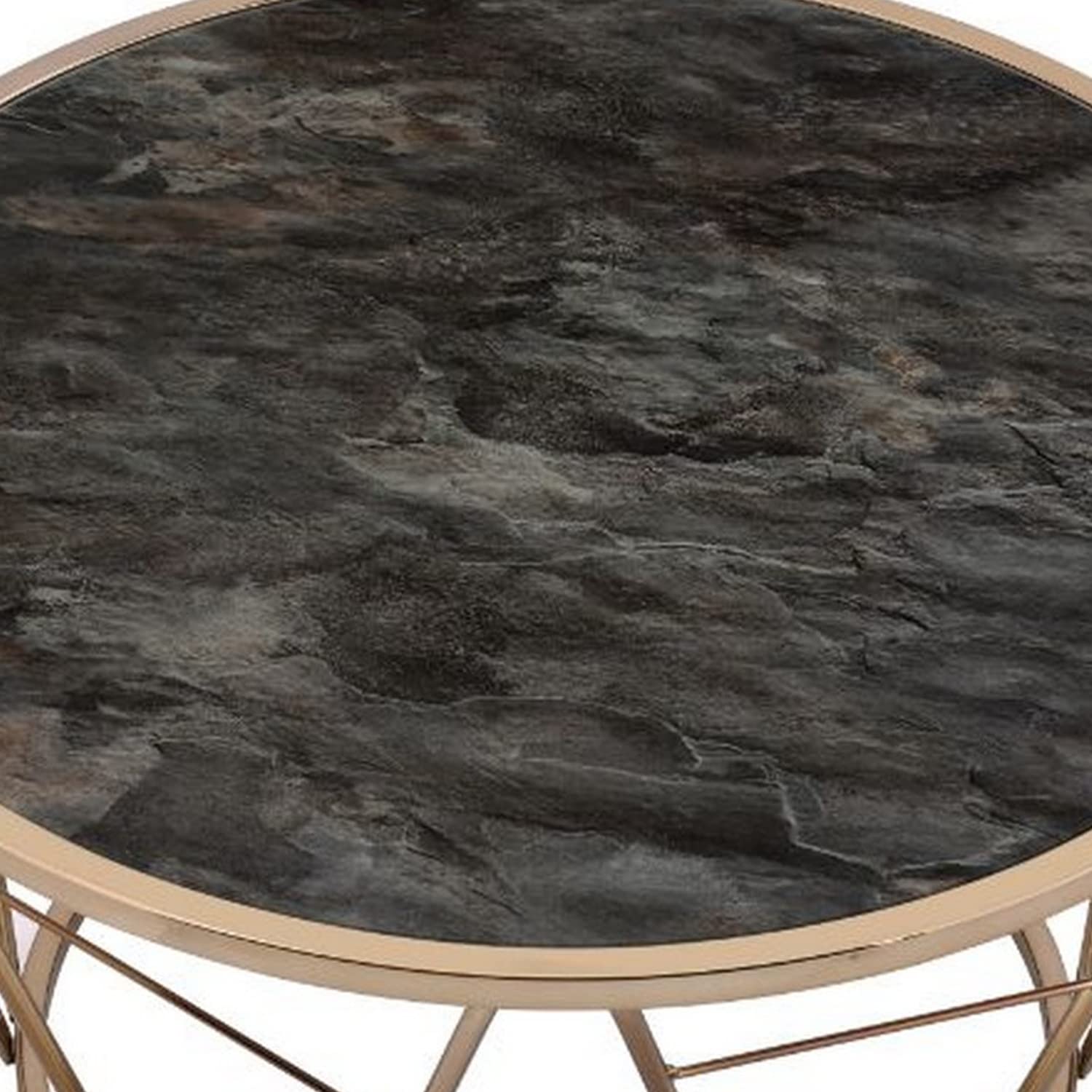 Benjara Modern Coffee Table with Tempered Glass Top & Geometric Metal Frame - Black & Gold Finish | Perfect for Living Room, Lounge & Office Decor