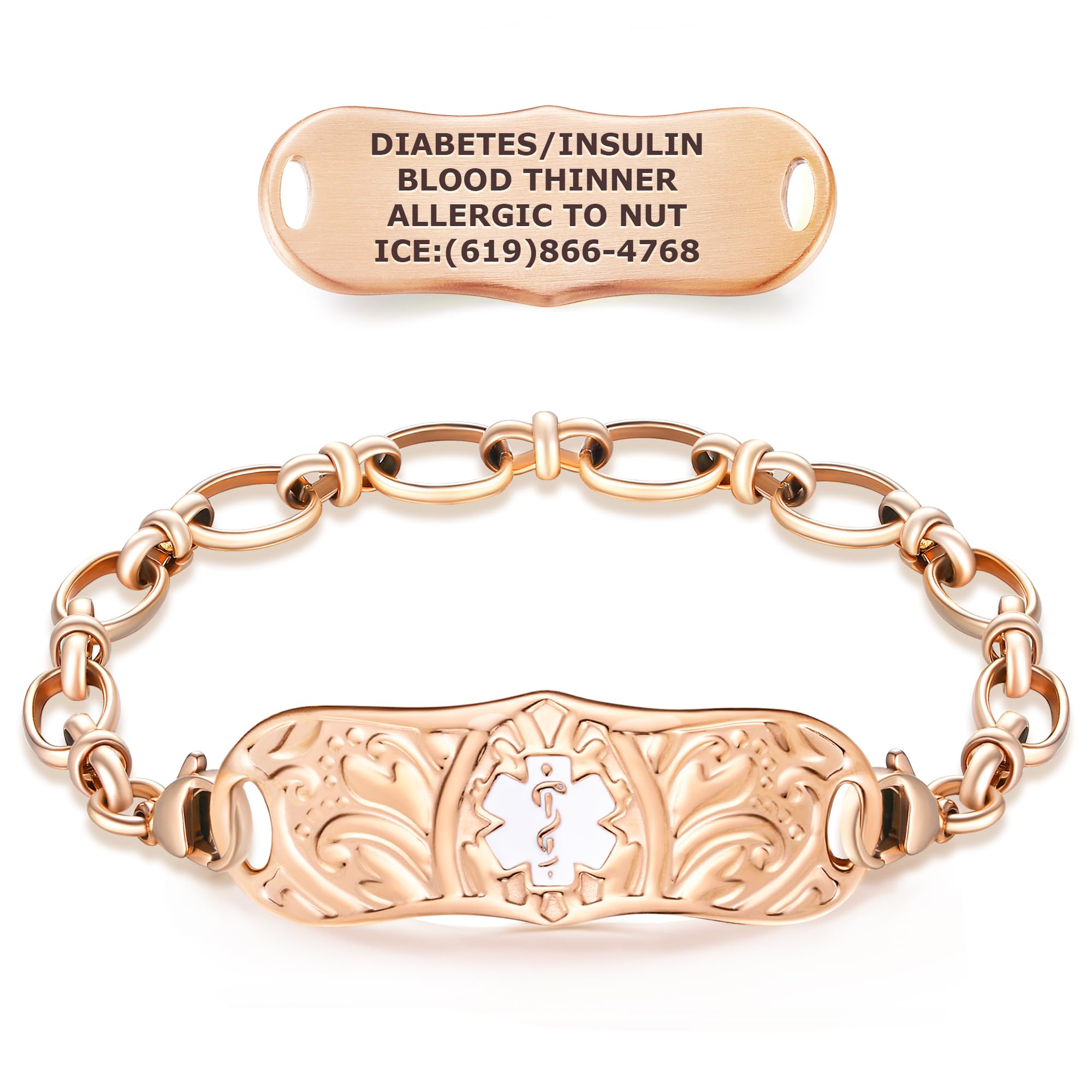 Divoti Custom Engraved Medical Alert Bracelets for Women - Personalized Stainless Steel Medical ID Bracelet for Emergency Health Conditions (Diabetes, Allergies, Epilepsy) - Perfect for Daily Wear & Outdoor Activities