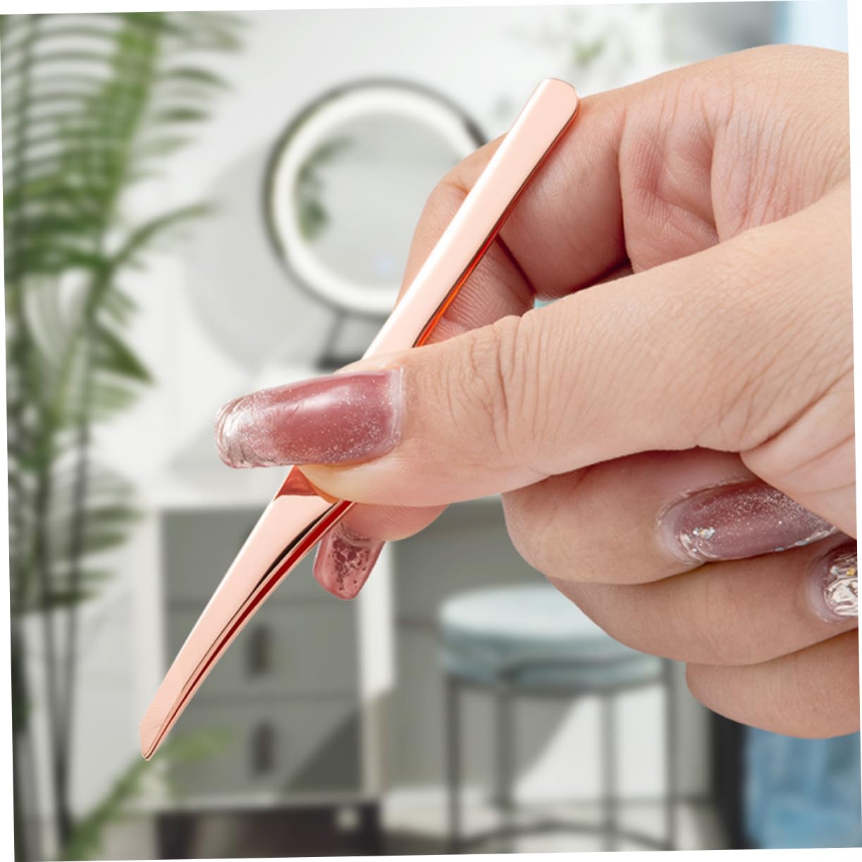 Healeved 4-Piece Eyelash Extension Tweezers Set - Slant Tip & Precision Eyebrow Tweezers for Professional Lash Application - Rose Gold Beauty Tools (Perfect for Salon, Home Use & DIY Lash Extensions)