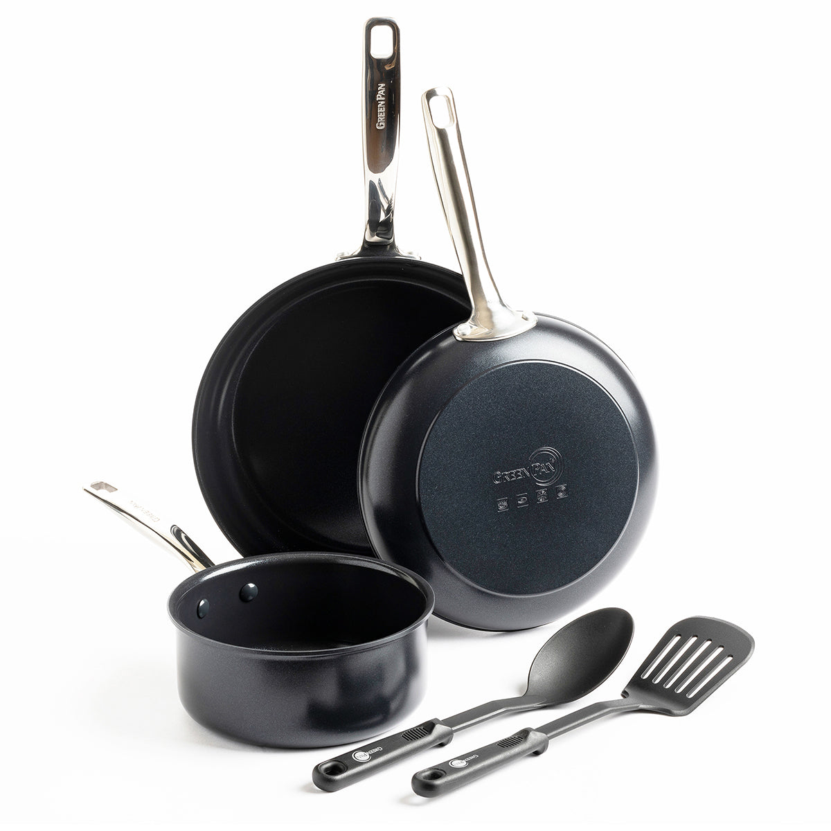 Premium Chatham Black Ceramic Nonstick 5-Piece Cookware Set - Oven & Dishwasher Safe Pots & Pans for Healthy Cooking | Perfect for Sauteing, Frying & Everyday Meals
