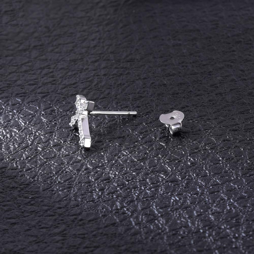 AoedeJ Sterling Silver Cubic Zirconia Cross Stud Earrings for Women & Men - Religious Jewelry Gift for Baptism, Confirmation & Everyday Wear