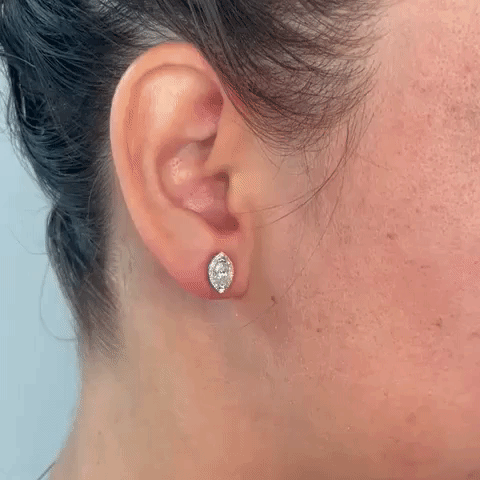 14K Gold Diamond Halo Marquise Stud Earrings 1.00ct - Elegant Wedding, Anniversary & Special Occasion Jewelry Gift for Women