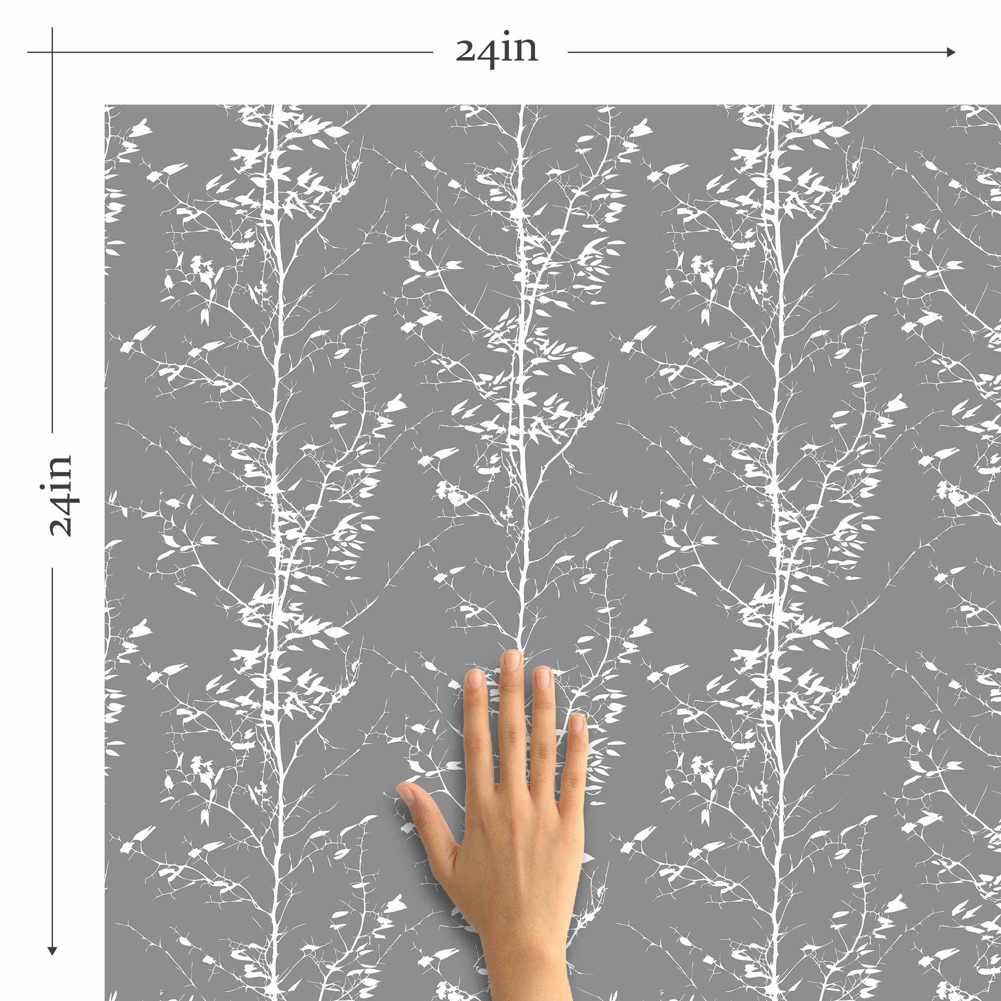 Grey Tree Peel and Stick Removable Wallpaper 7593 - Self-Adhesive Wall Decor for Bedroom, Living Room & Nursery - Easy to Apply & Remove