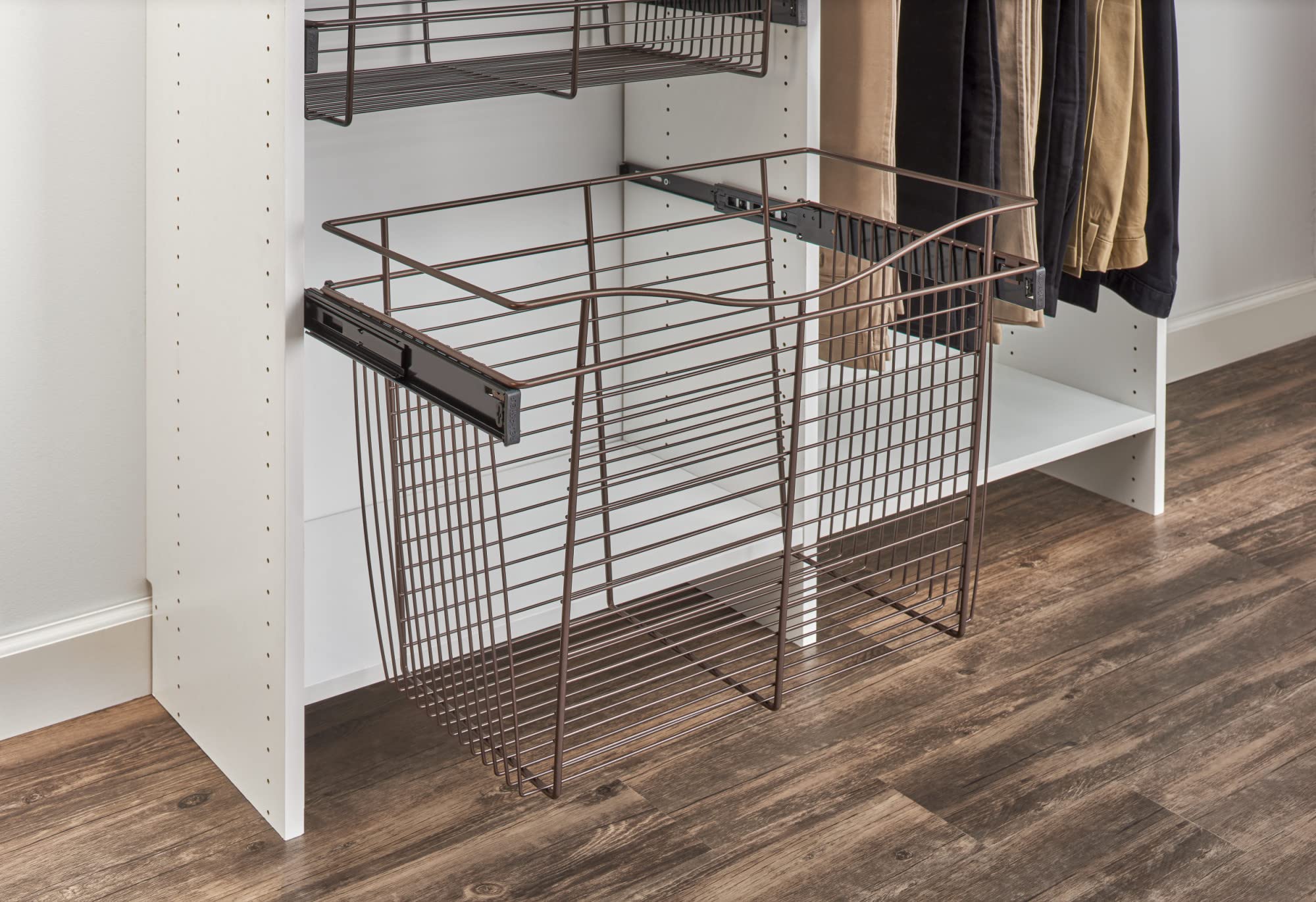 Rev-A-Shelf CB-301418ORB-1 Oil Rubbed Bronze Closet Pull-Out Basket - Space Saving Organizer for Bedroom, Bathroom & Walk-In Closets