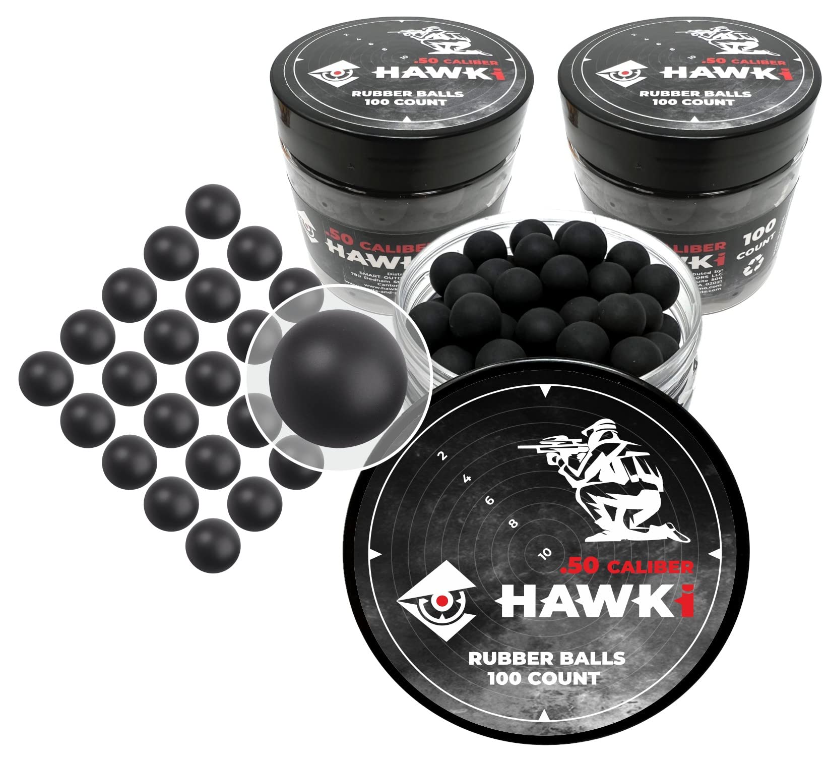Hawki .50 & .43 Caliber Reusable Soft Rubber Training Balls - Less Lethal Ammo for Paintball Guns | Perfect for Target Practice, Force-on-Force Drills & Tactical Training