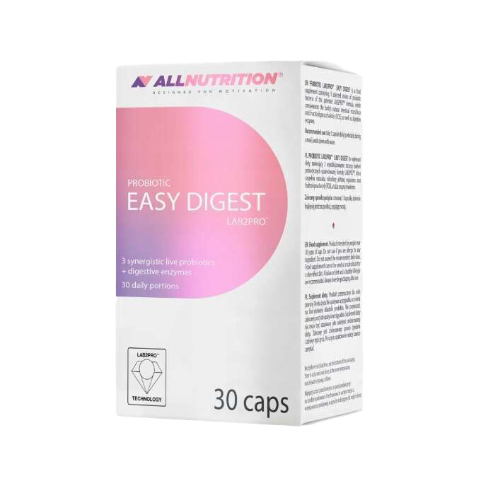Allnutrition Probiotic Easy Digest Supplement - 30 Capsules for Gut Health & Digestion Support - Ideal for Travel, Daily Wellness & Digestive Comfort