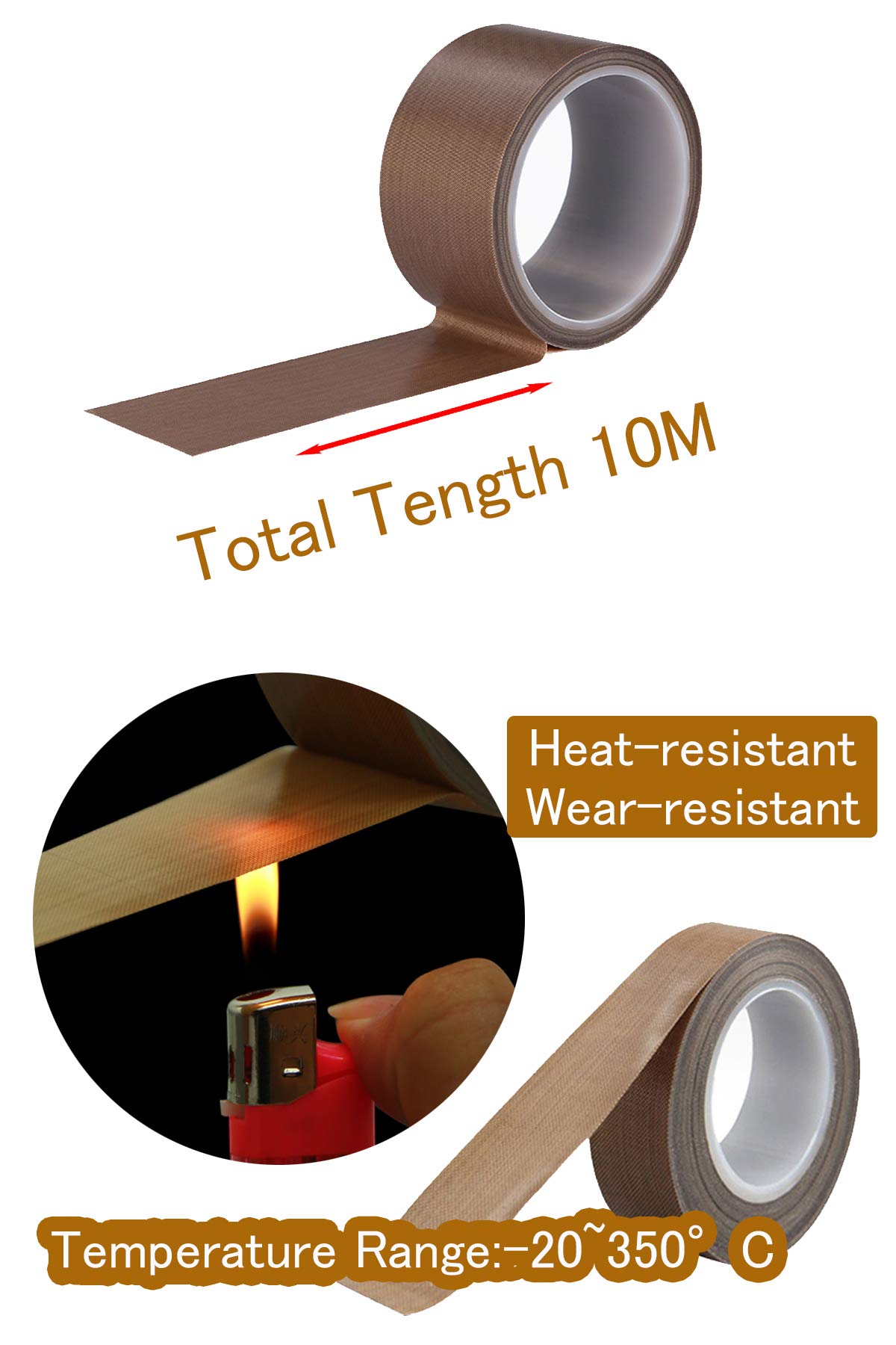 High Temperature PTFE Coated Fiberglass Teflon Tape - 1.18