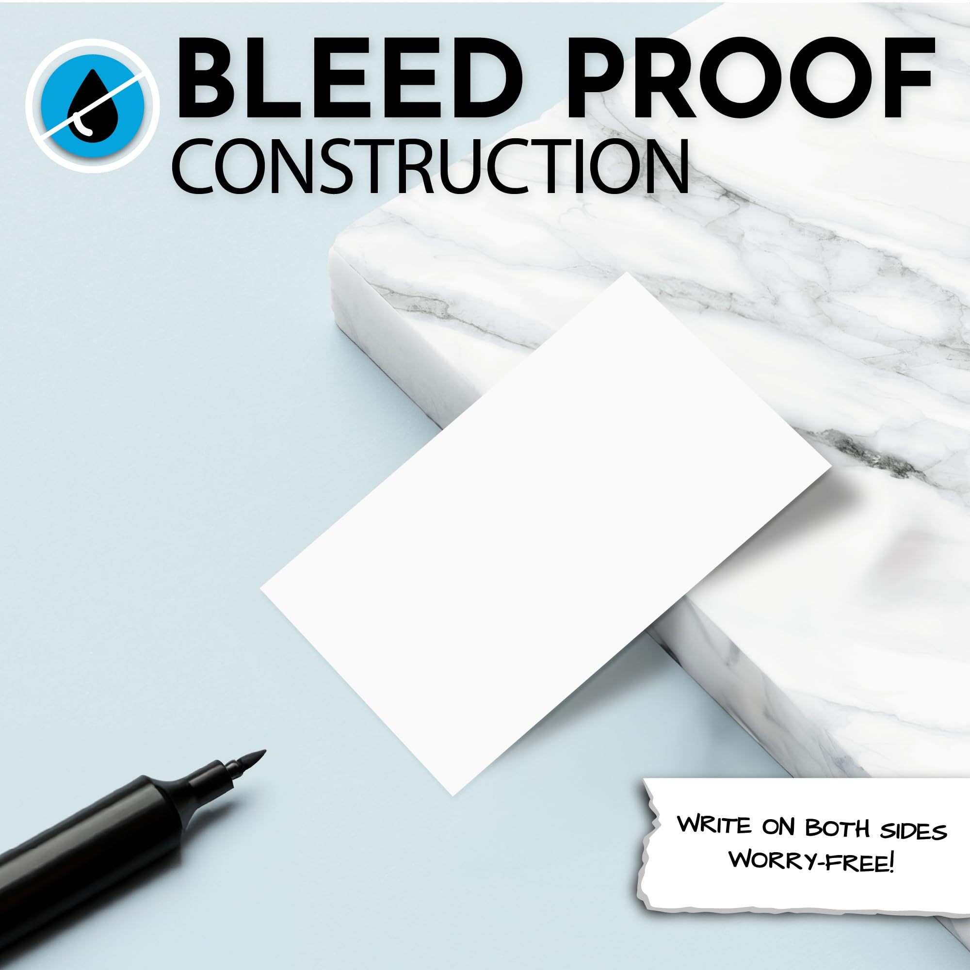 Premium 2x3.5 Inch Blank Index Cards - 50-Pack Heavy Duty Bleed-Proof Cardstock for Business Cards, Flashcards & Study Notes | Perfect for Office, School & Home Organization