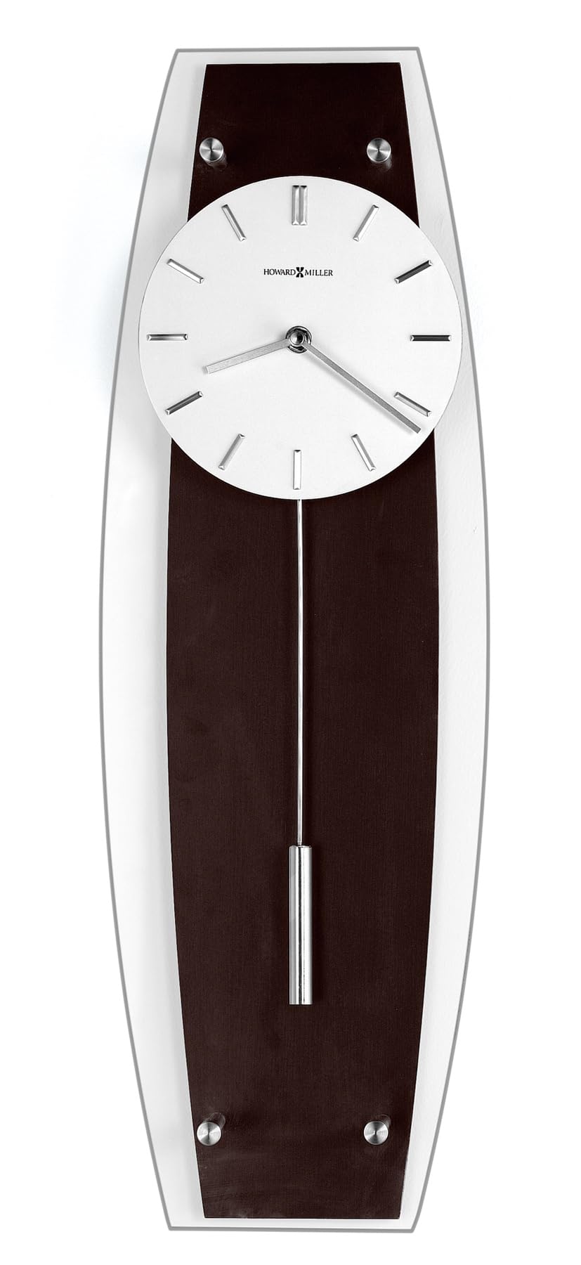 Howard Miller Cyrus Wall Clock - Espresso Finish, Cylindrical Pendulum, Quartz Movement, White Analog Display with Flat Glass - Battery Operated Wall Clock for Home, Living Room, Office & Kitchen Decor | Perfect for Modern Interiors, Workspaces & Dining Areas