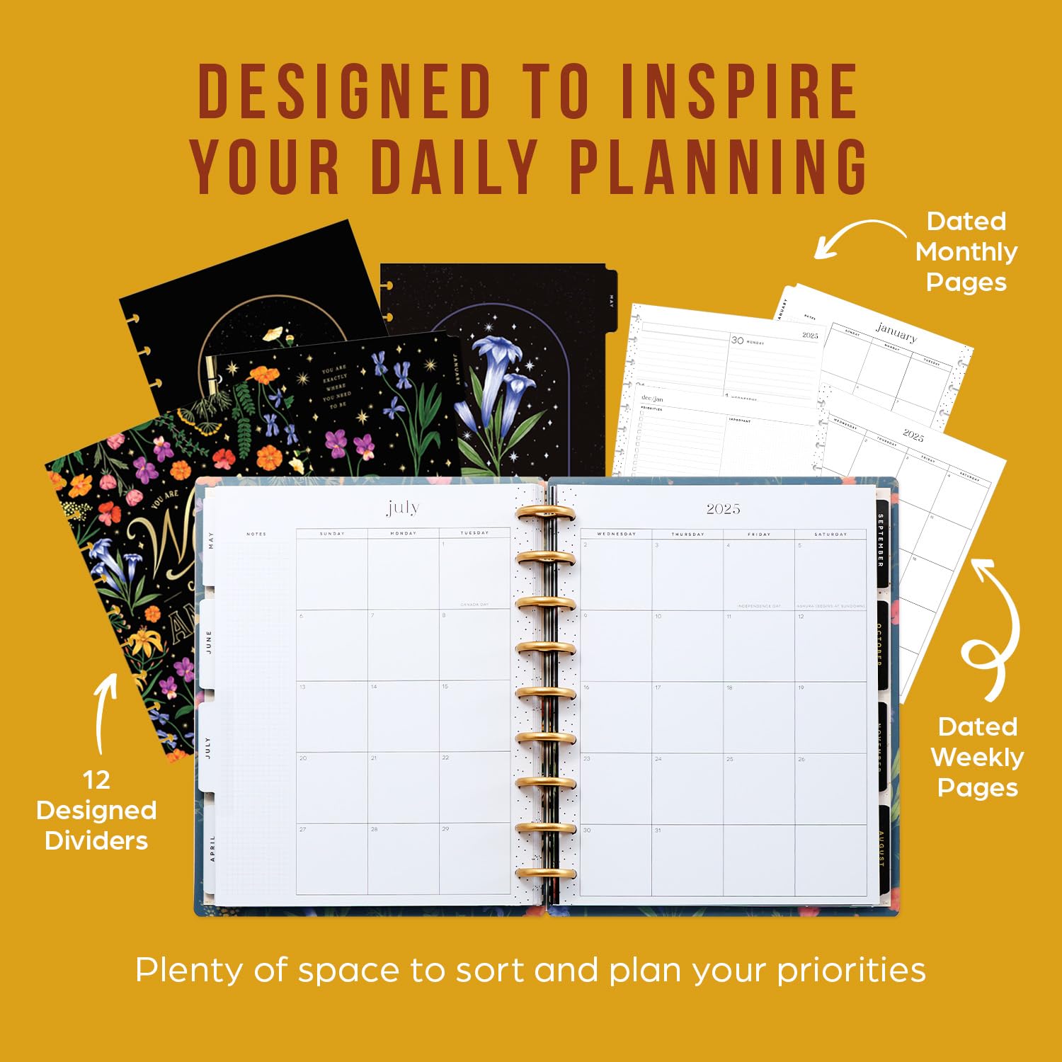 Happy Planner Disc-Bound 12-Month Planner 2025 - Classic Size (7