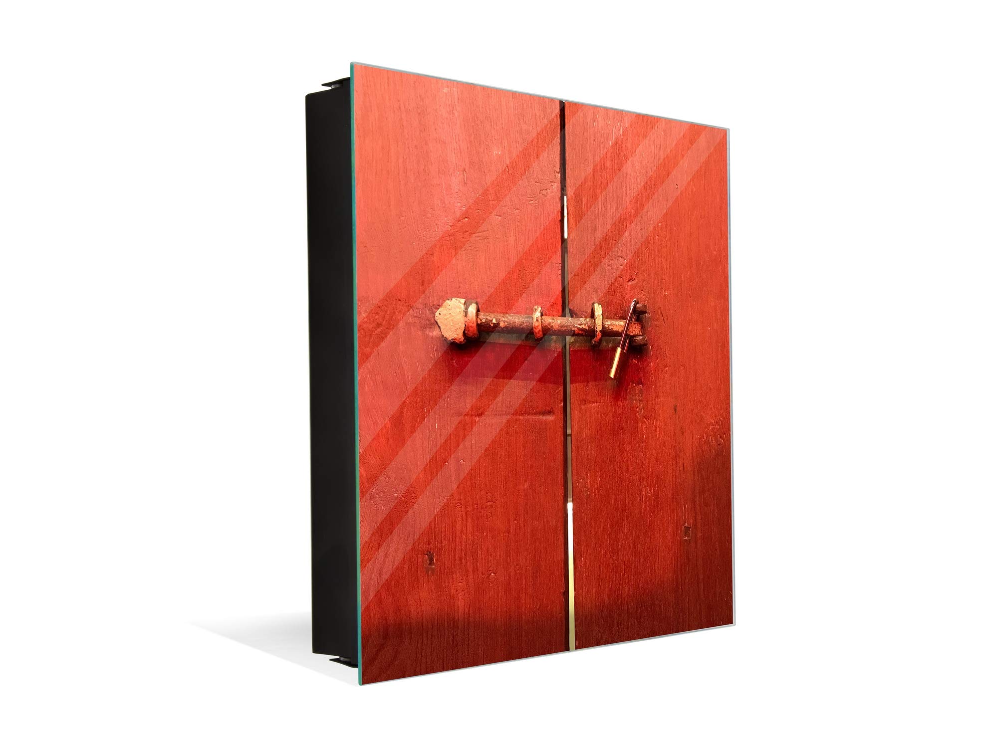 Vintage Decorative Key Storage Cabinet with Glass Whiteboard - Antique Latch Design, Wall Mount Entryway Organizer for Home & Office Keys (Model K10A) | Perfect for Entryway, Mudroom, or Office Key Organization