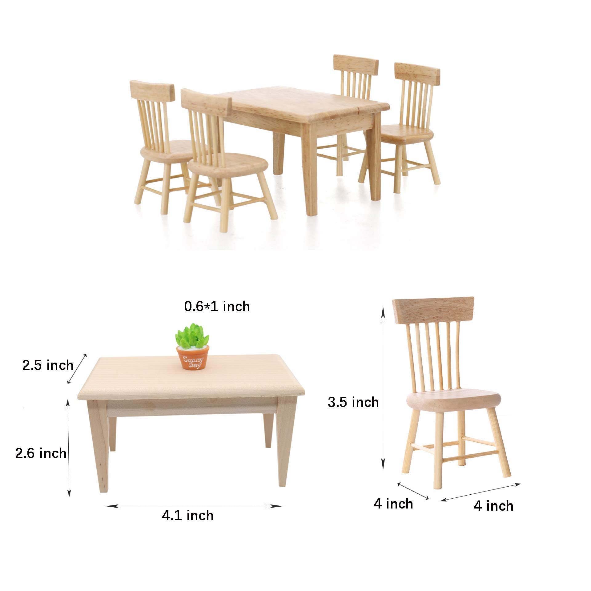 1:12 Scale Mini Wooden Furniture Set - Miniature Kitchen Accessories, Dollhouse Decor, Tiny House Model - Perfect for Birthday Gifts, DIY Crafts & Home Decoration