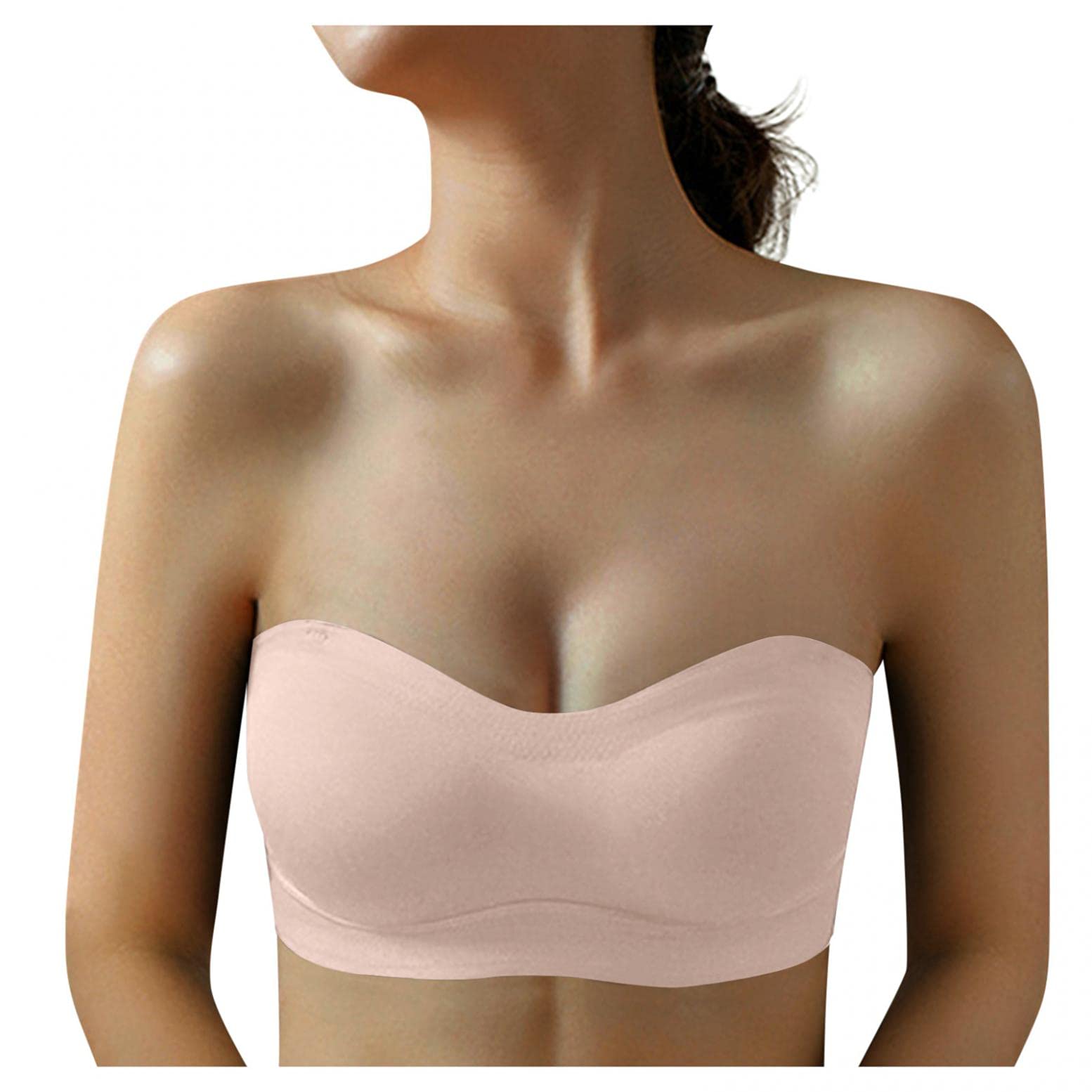 DUlalaWei Women's Strapless Bandeau Bra - Removable Padded Underwire Support Bust Bras for Everyday Wear, Special Occasions & Layering Under Tops