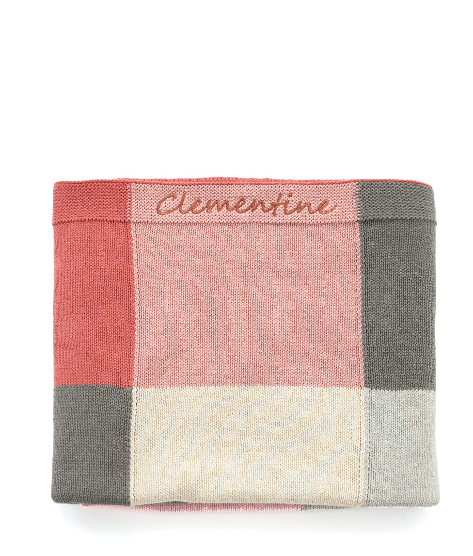 Personalized Baby Blanket - Soft Patchwork Pink Blanket for Newborns & Infants | Perfect for Nursery, Stroller, and Photo Shoots