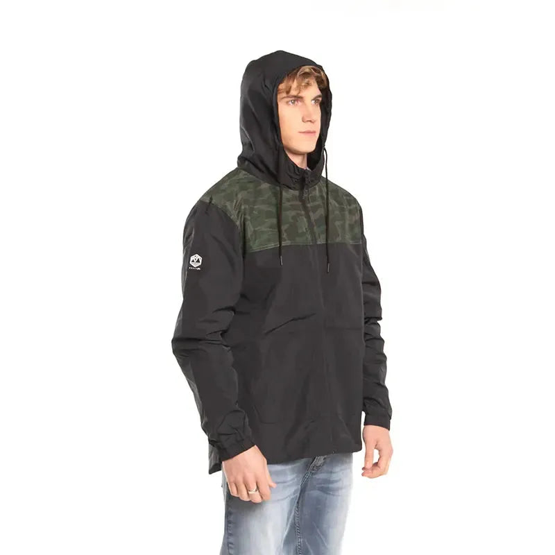 Rusty Infraux Black Green Windbreaker Jacket - Lightweight Water-Resistant Outdoor Sports & Casual Wear for Men and Women